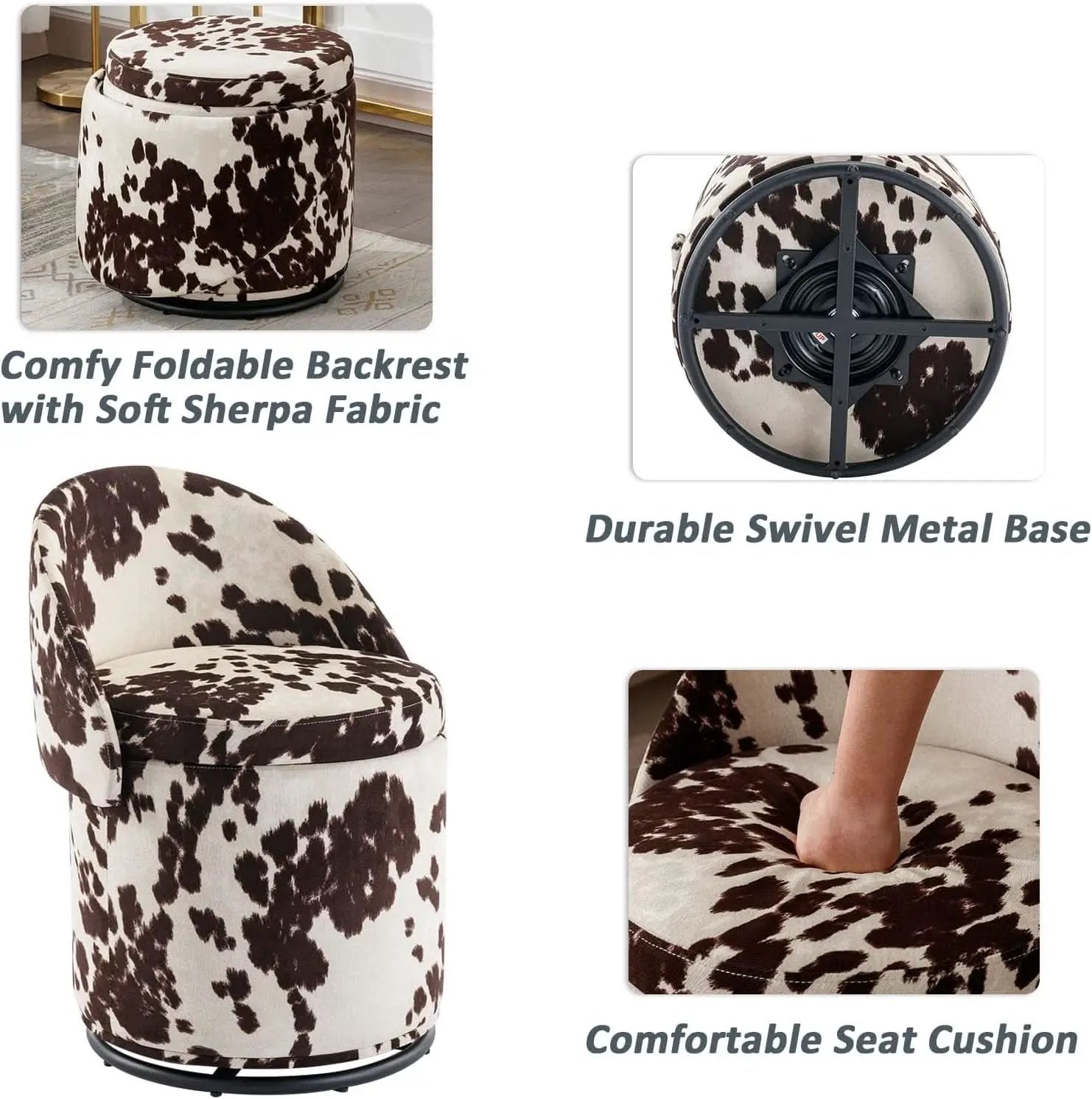 Rotating Brown Storage Ottoman With Hidden Compartment from PriceLows™