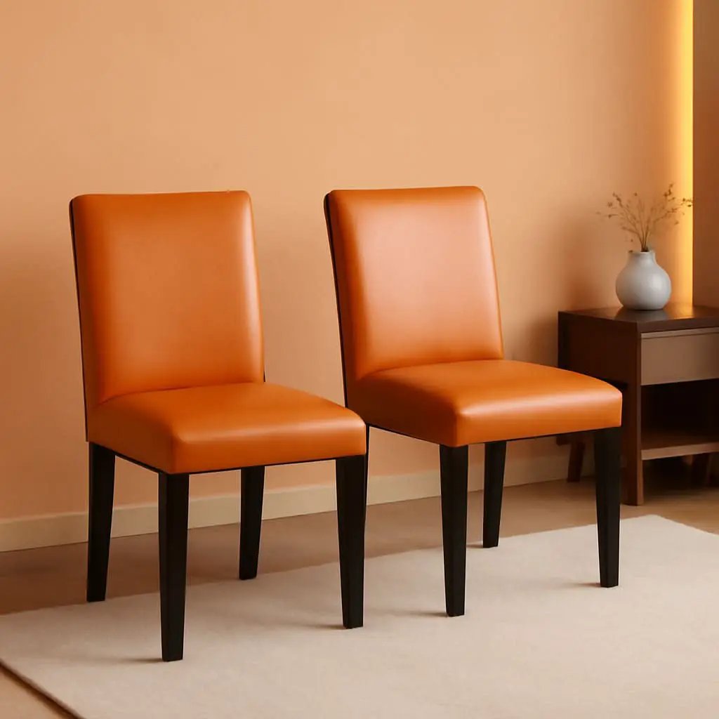 Parson Dining Chairs Black Faux Leather Upholstered Set Of 2 from PriceLows™