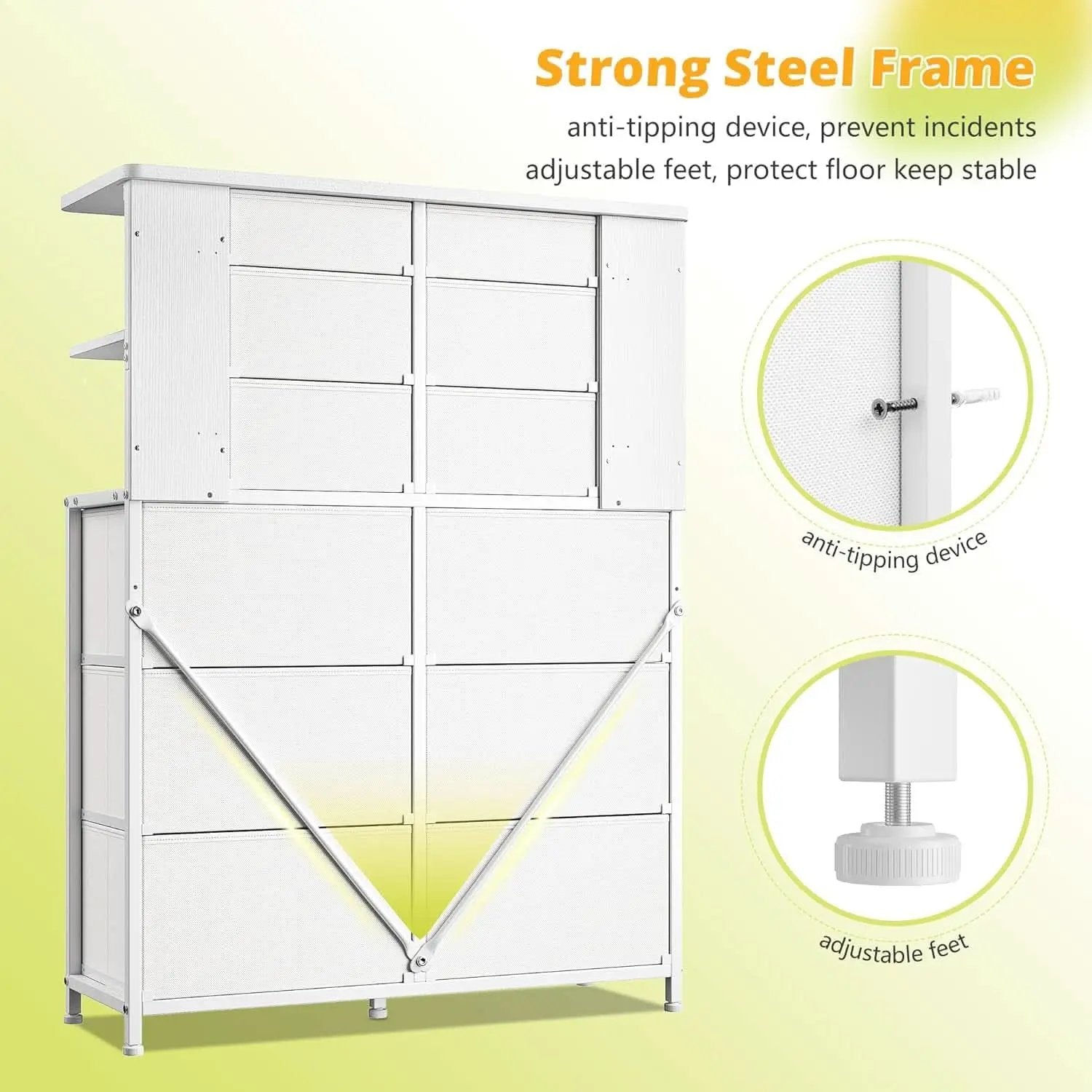 White Bedroom Dresser With LED Lights And 12 Deep Drawers from PriceLows™