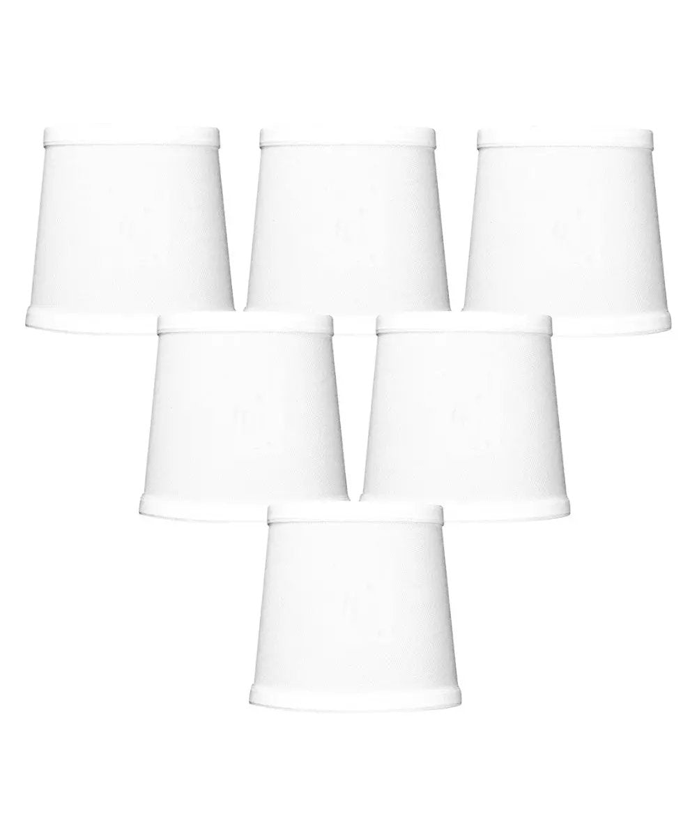 Clip On Drum Lamp Shades | 6 Inch Wide | White Linen Fabric | Set Of 6