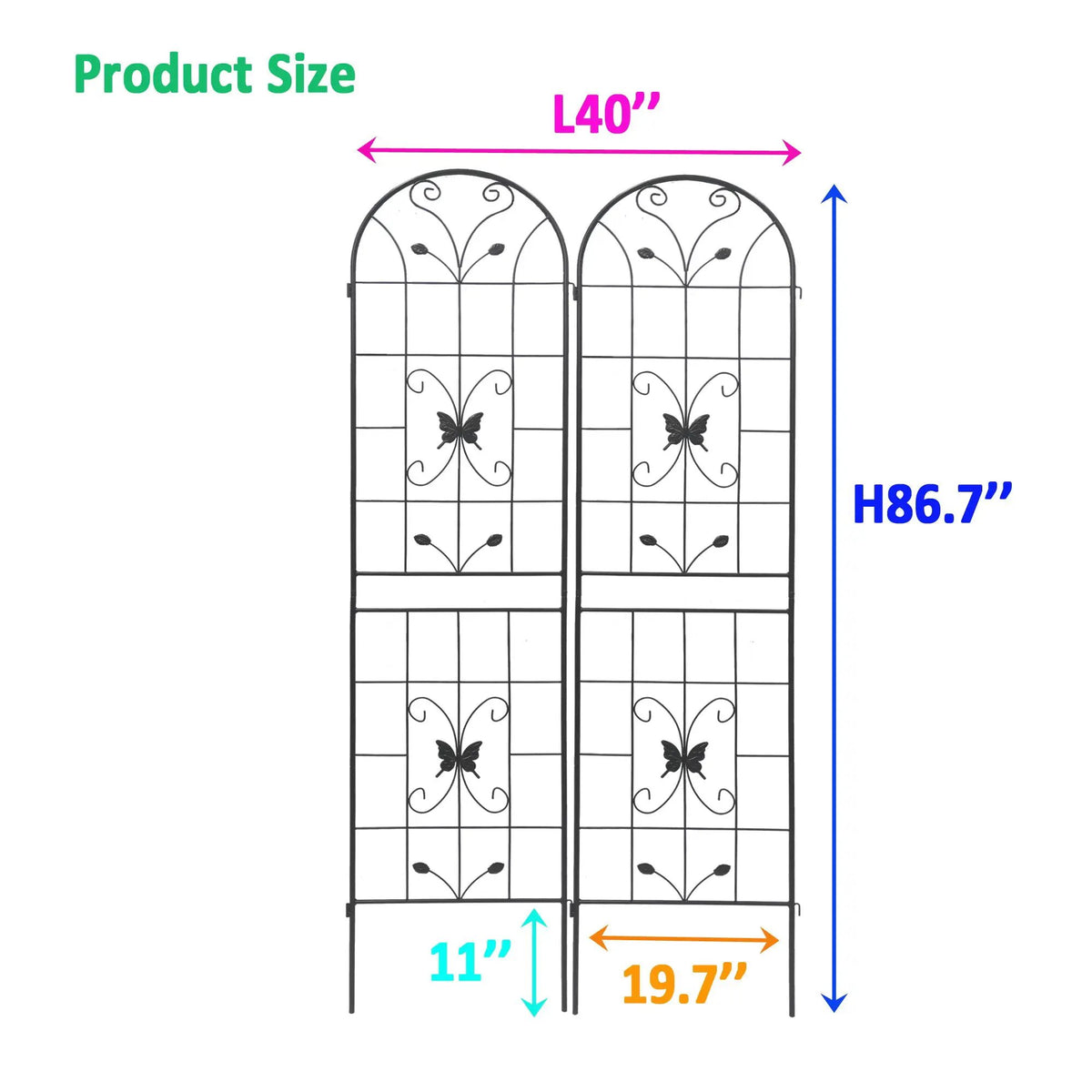 Garden Metal Trellis | Rustproof | Extendable 80 Inch Width | Galvanized Powder-Coated Pipe