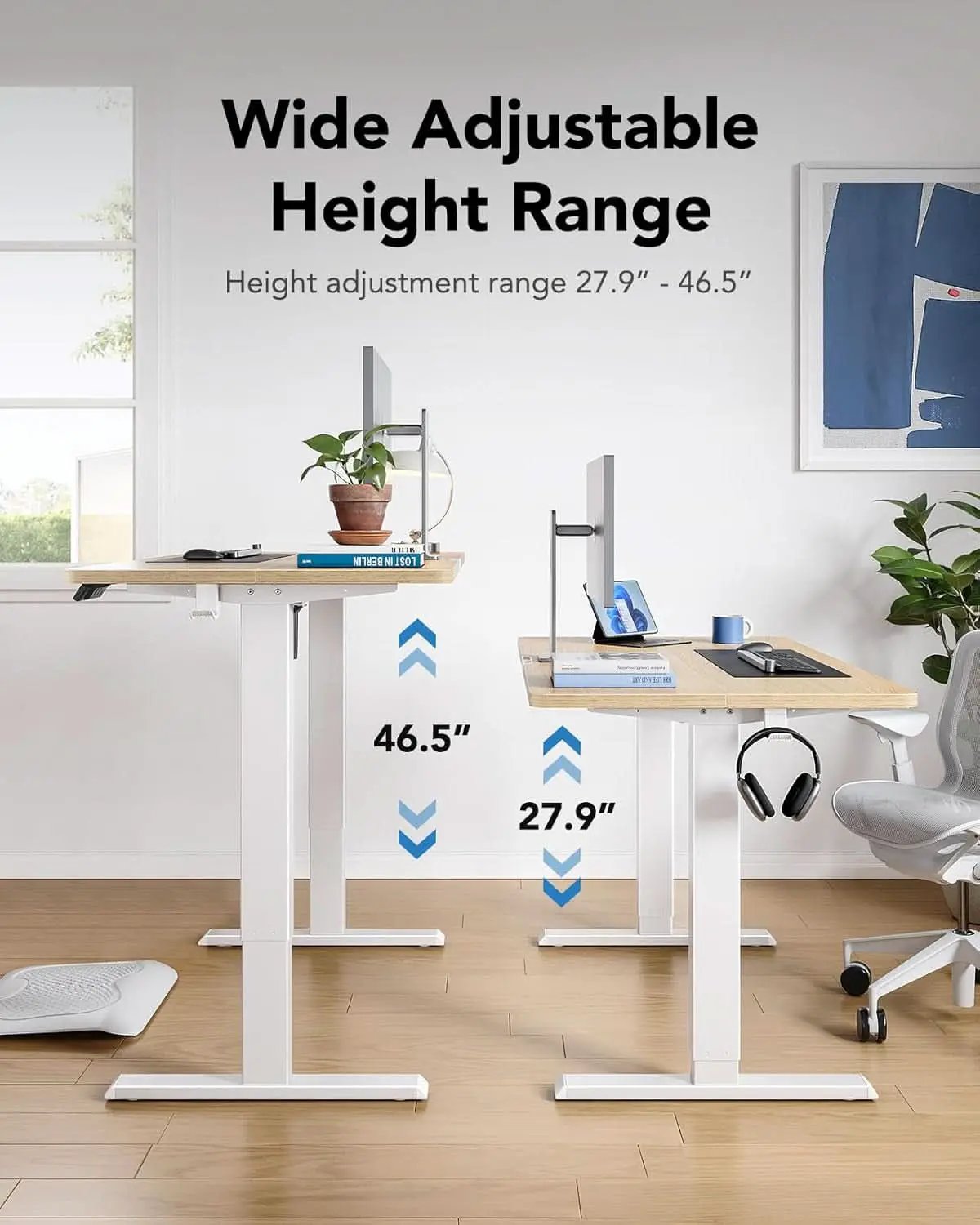 48 Inch Natural Electric Standing Desk With Memory Presets from PriceLows™