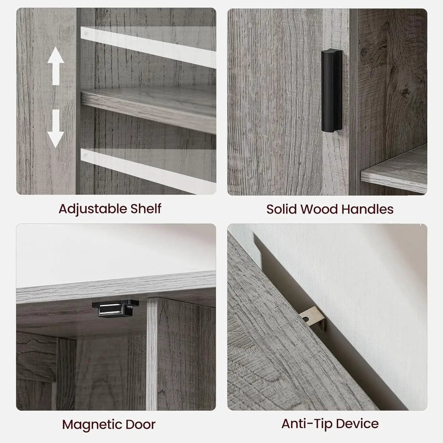 Grey Storage Cabinet With 2 Doors And 4 Adjustable Shelves from PriceLows™