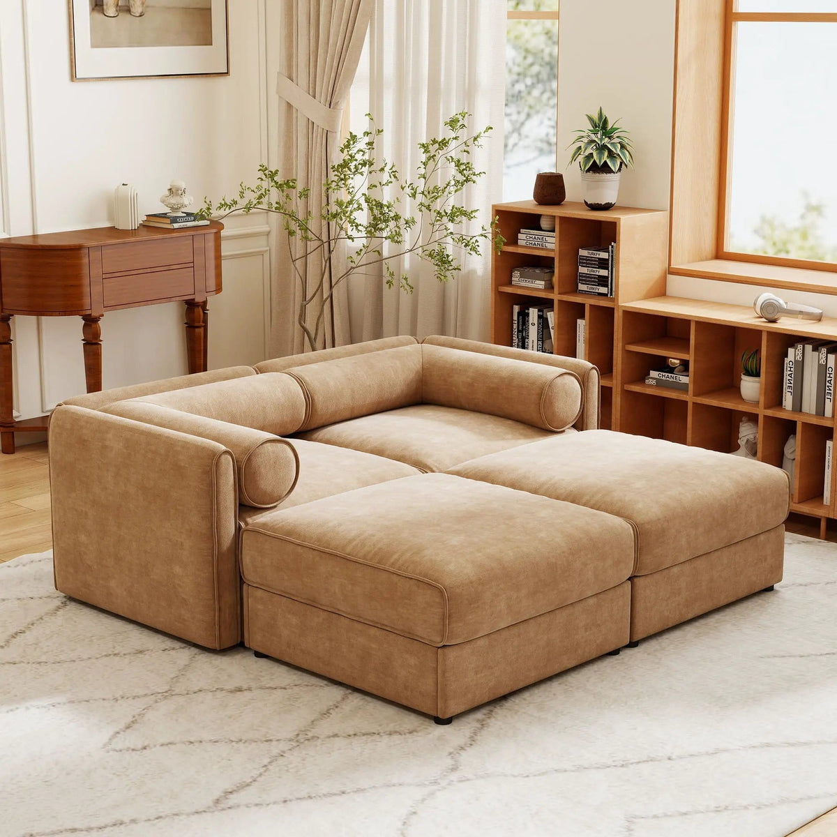 Contemporary Elegant Sofa With Storage And Ottoman 2 Piece Living Room Set | 2 Piece Living Room Set | Living Room Furniture | Living Room