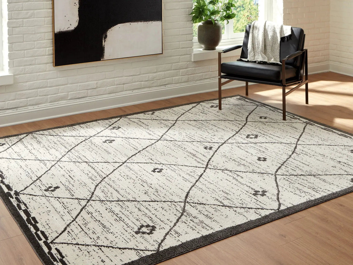 Fenriston Area Rug | 95 x 120.75 Inch | Diamond Design | Casually Cool