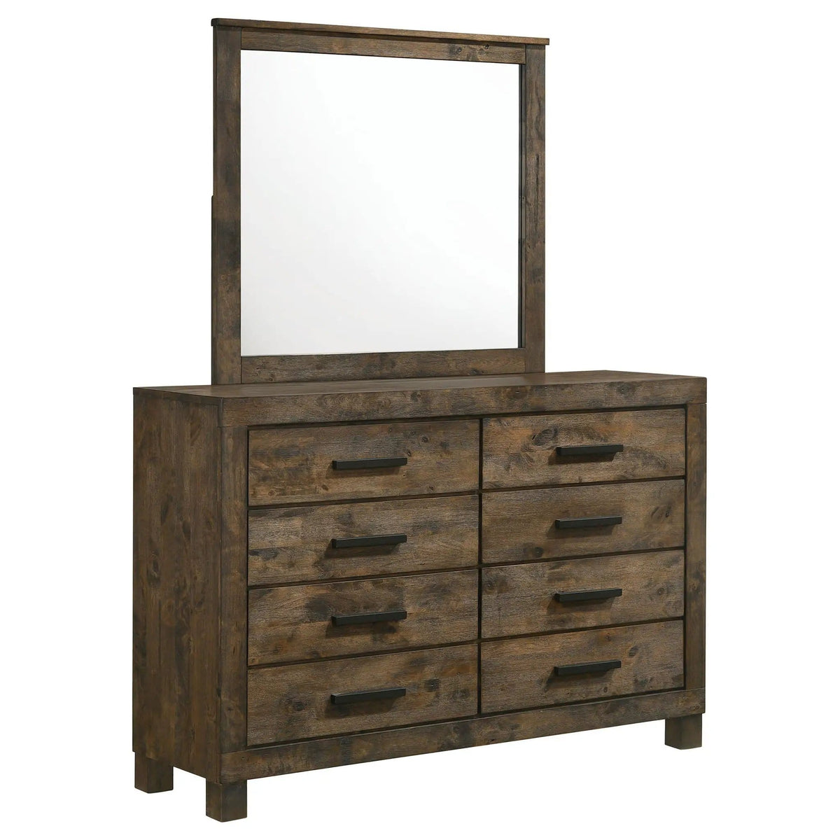 Woodmont 8-drawer Dresser with Mirror Rustic Golden | 57.5 x 16.5 x 75.5 in | Wood | Brown