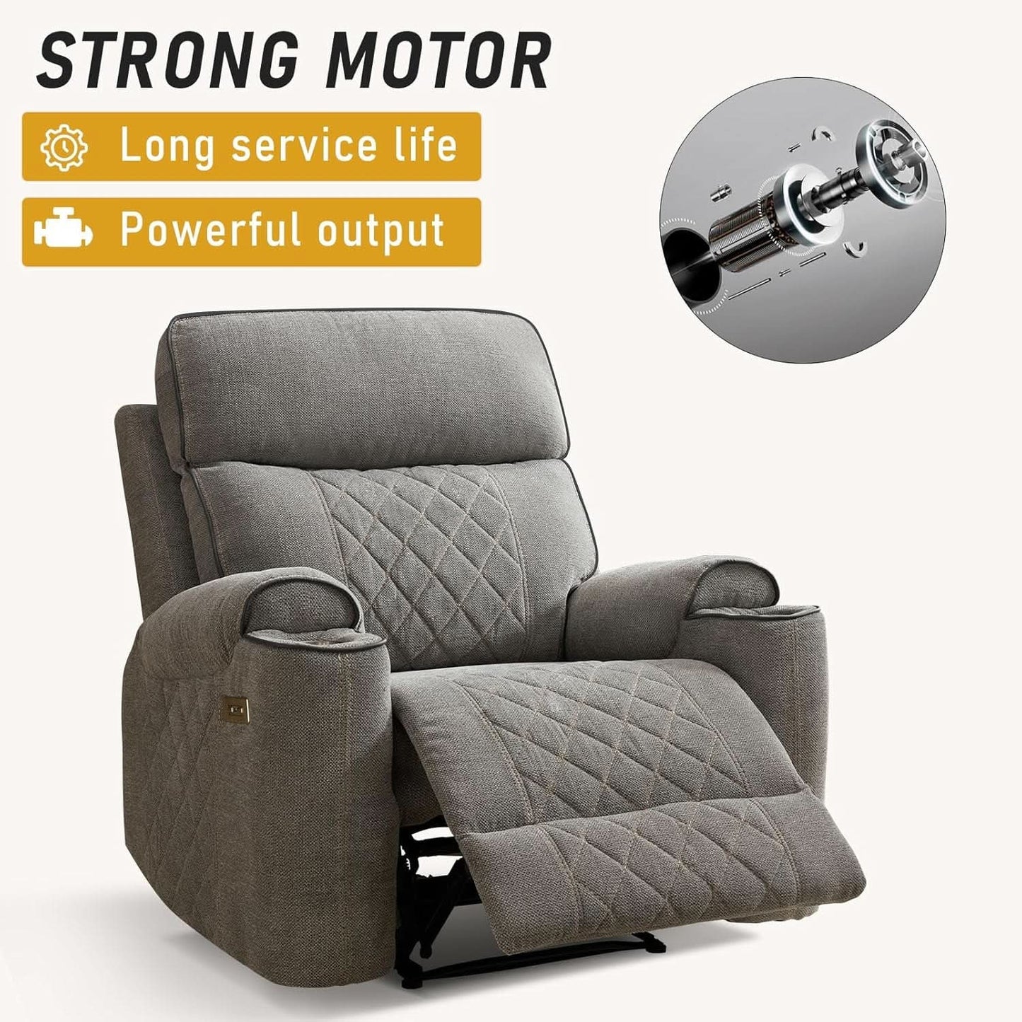 Electric Recliner Chair With USB Charging And Cup Holders from PriceLows™