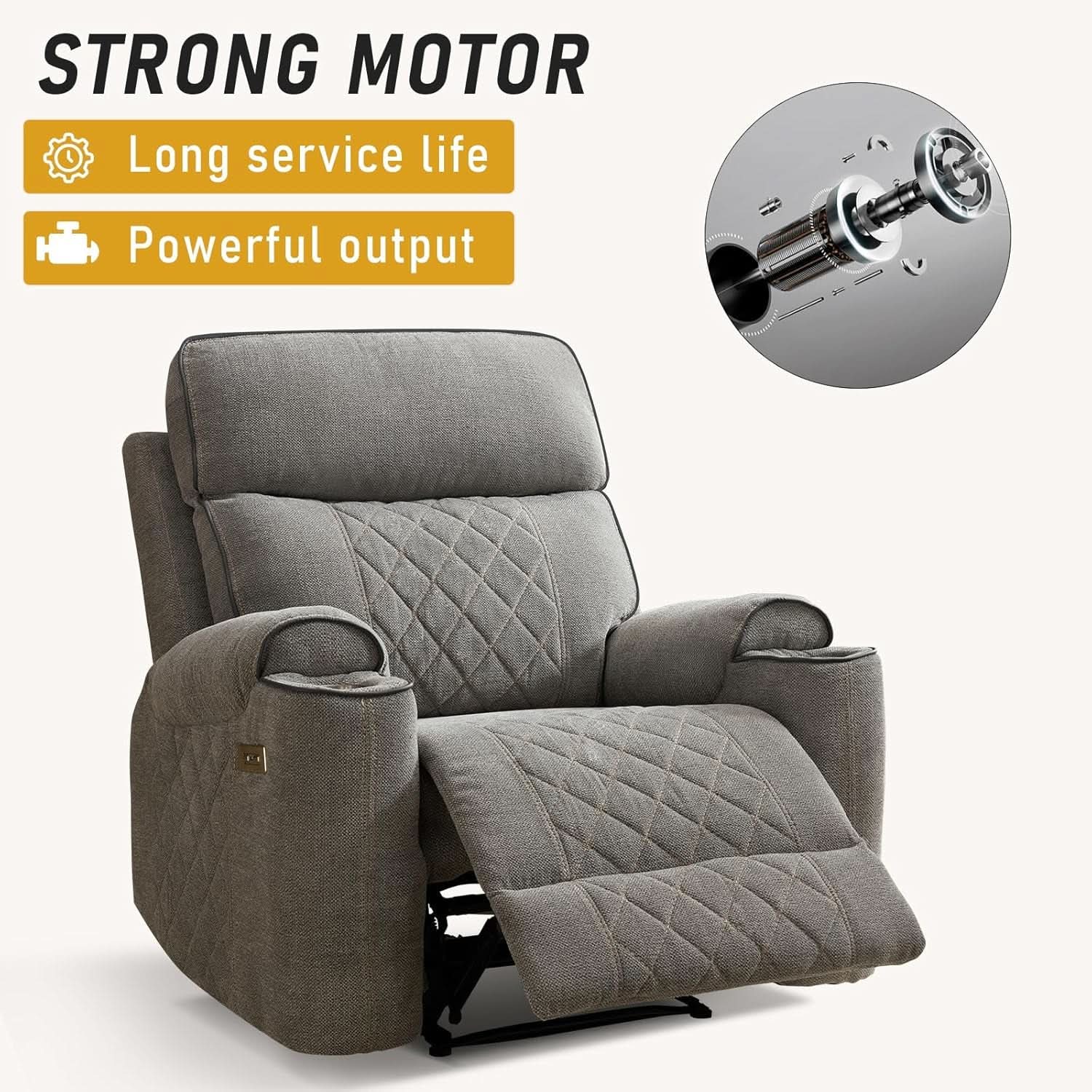 Electric Recliner Chair With USB Charging And Cup Holders from PriceLows™
