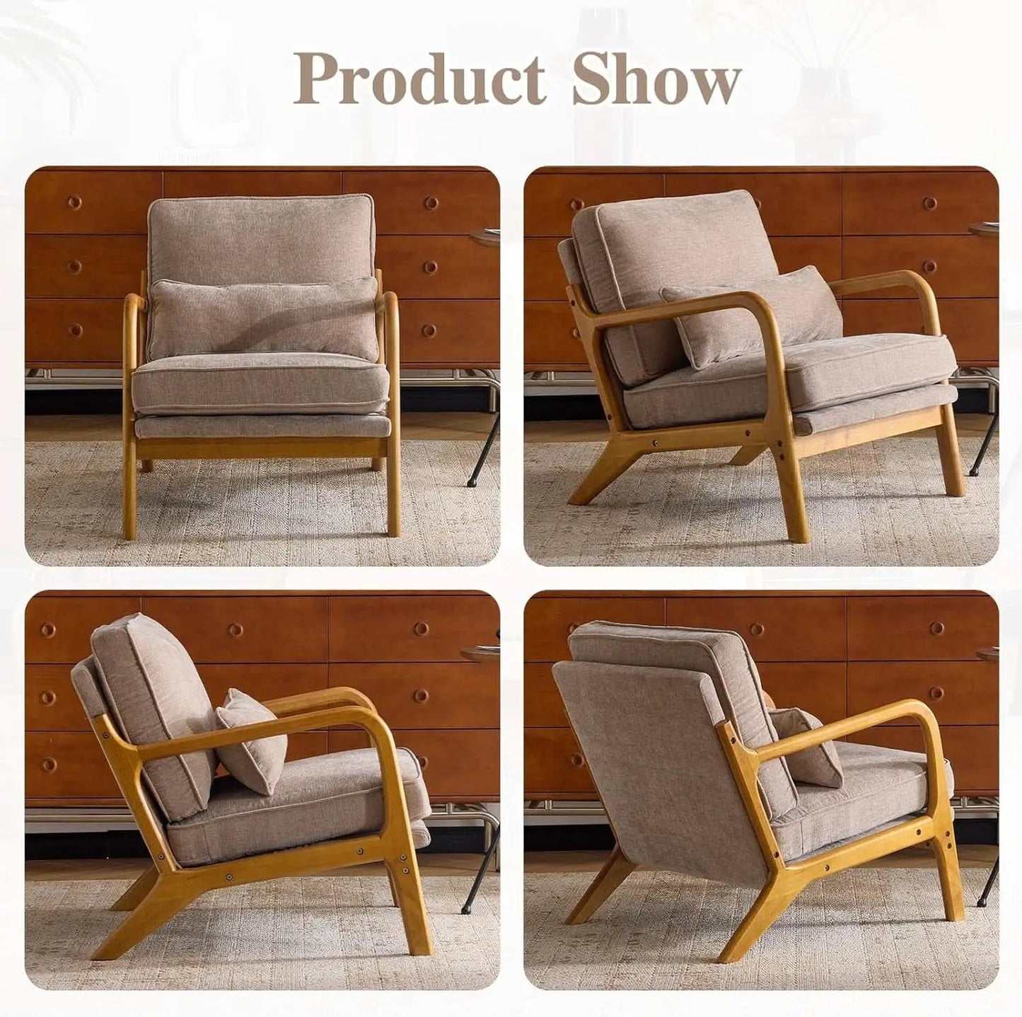 Khaki Ergonomic Lumbar Pillow Contemporary Armchair from PriceLows™