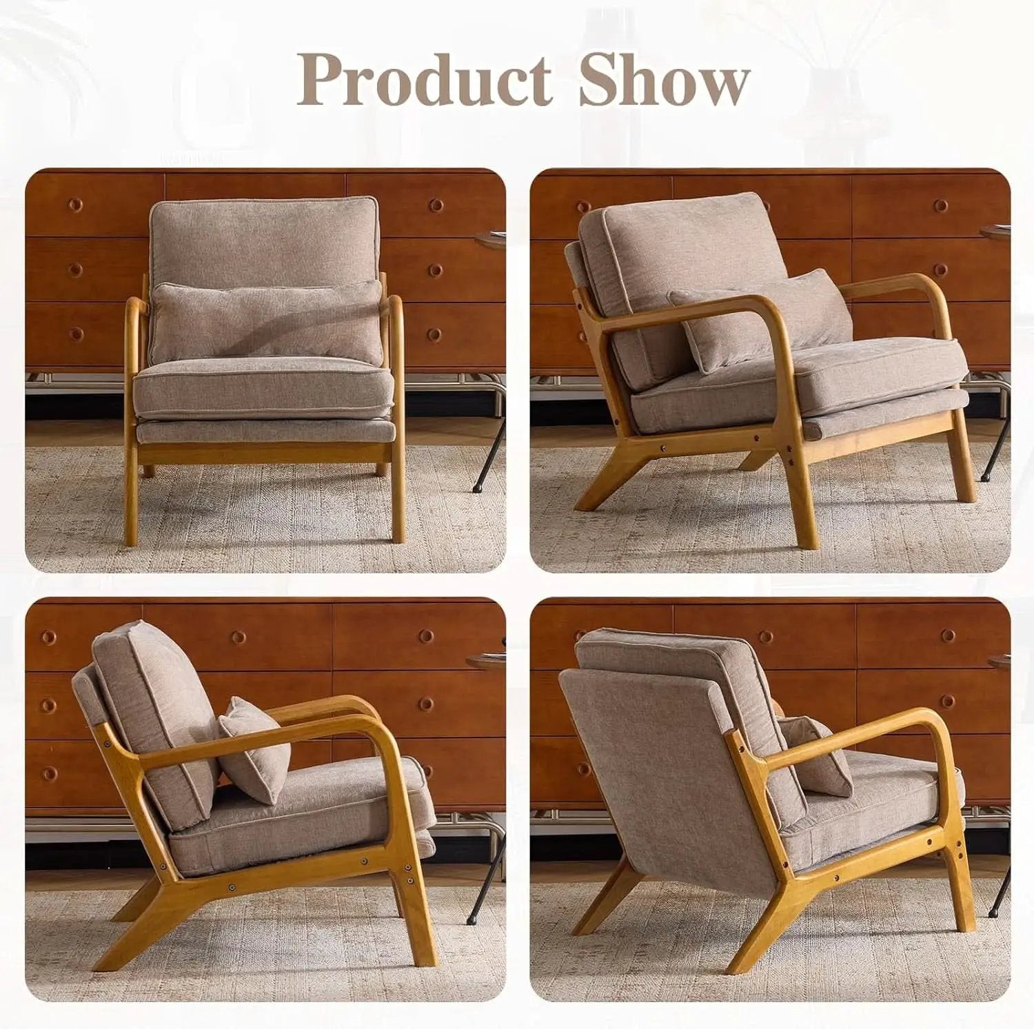 Khaki Ergonomic Lumbar Pillow Contemporary Armchair from PriceLows™