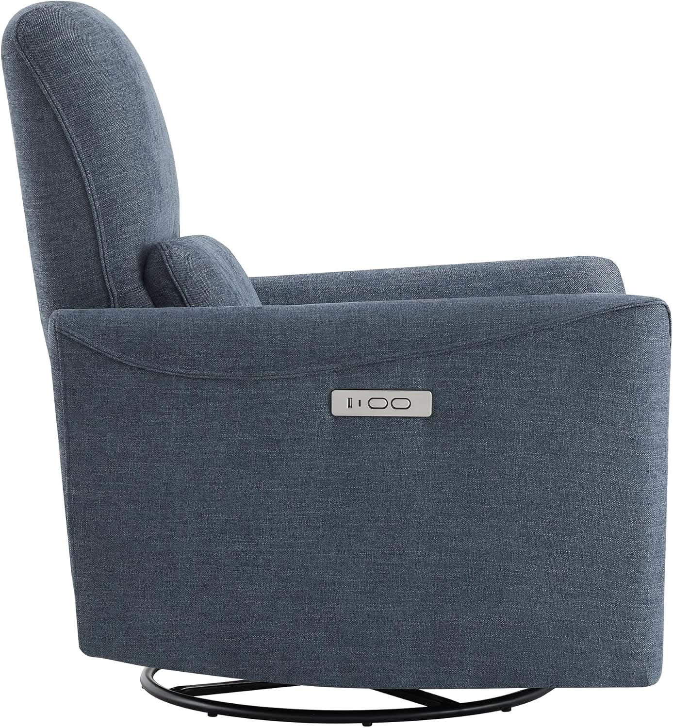 Ink Blue Power Swivel Glider Recliner With USB Charging from PriceLows™