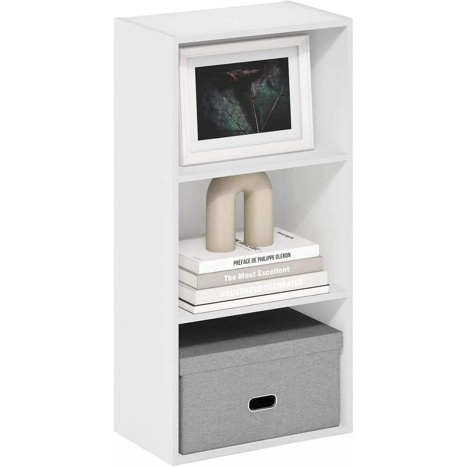 Luder Three Tier Open Shelf Bookcase Bright White Finish from PriceLows™