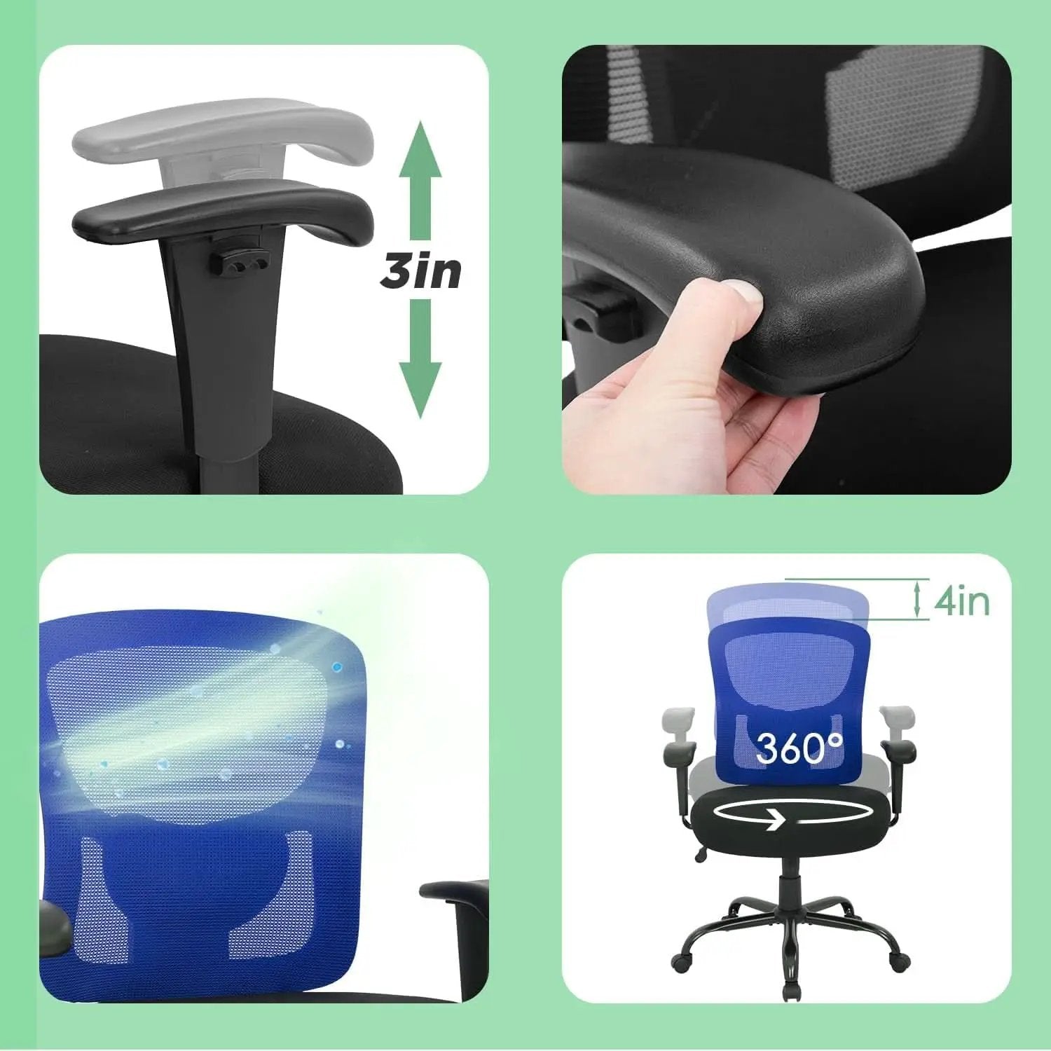Big And Tall Office Chair 400 Lbs Lumbar Support Comfort from PriceLows™