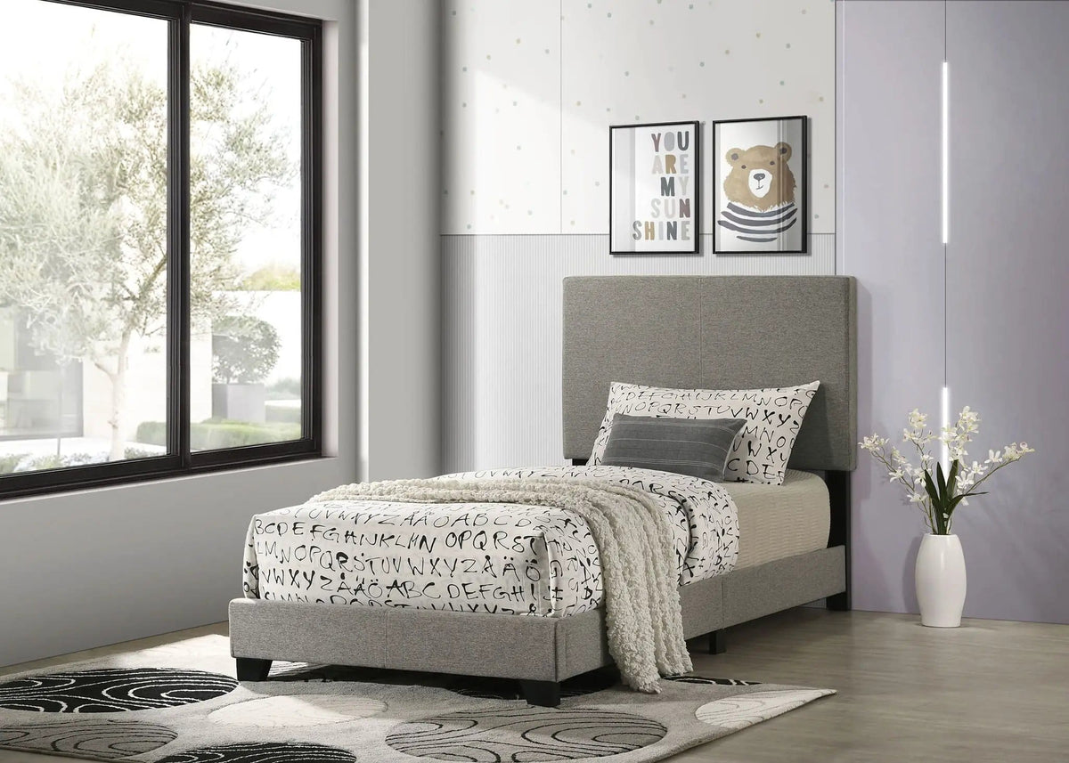 Dorian Fabric Upholstered Twin Panel Bed | 43 x 81.25 x 45.75 in | Fabric & Wood | Taupe