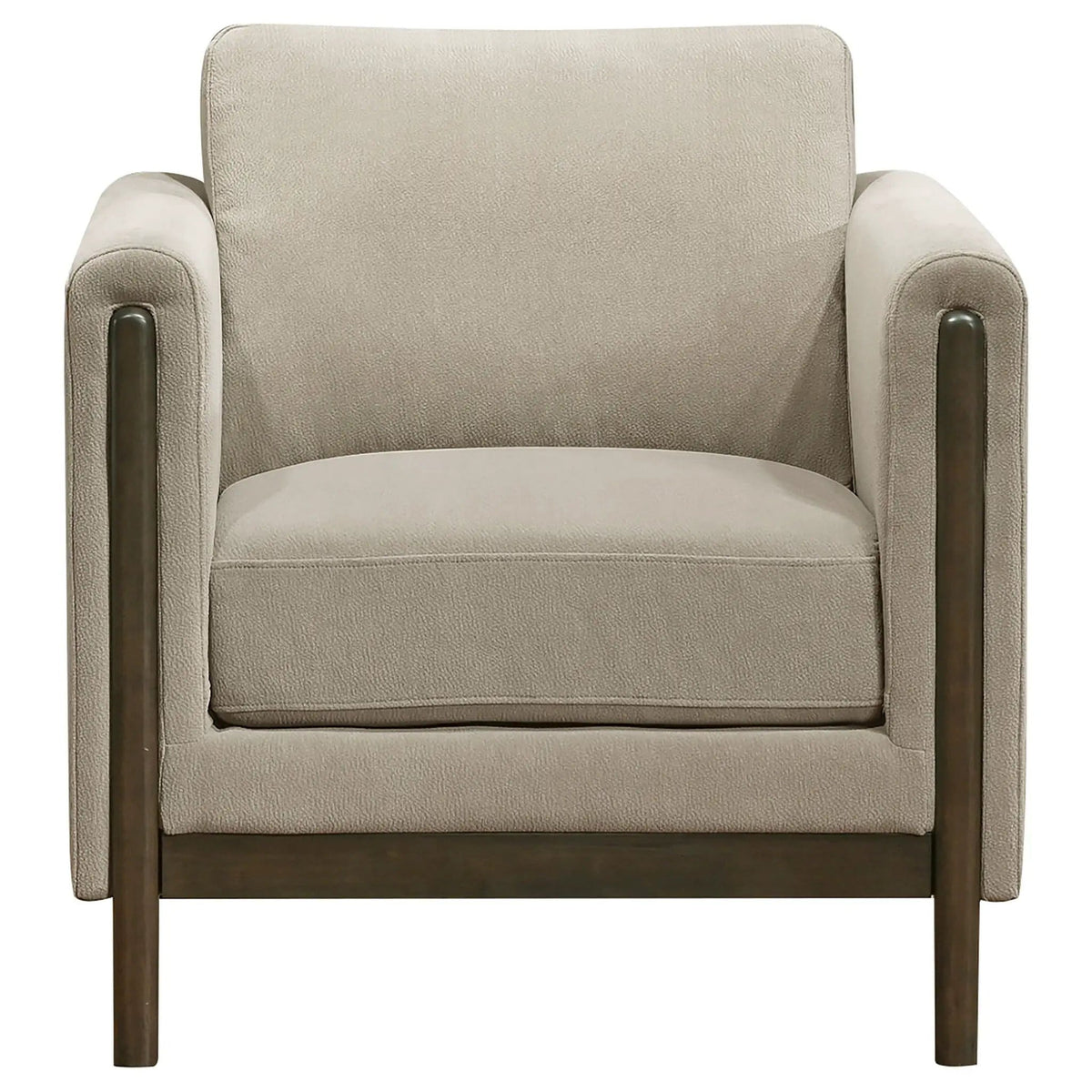 Islington Fabric Upholstered Panel Arm Accent Chair | 34.25 x 32.75 x 35 in | Engineered Wood & Polyester | Taupe
