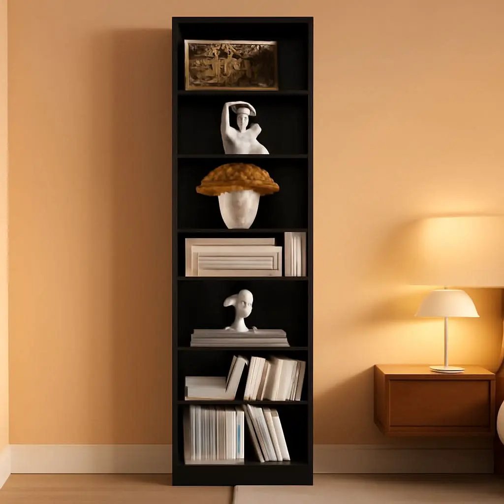 8 Tier Media Tower Rack With Adjustable Shelves Black 70 Inch Tall from PriceLows™