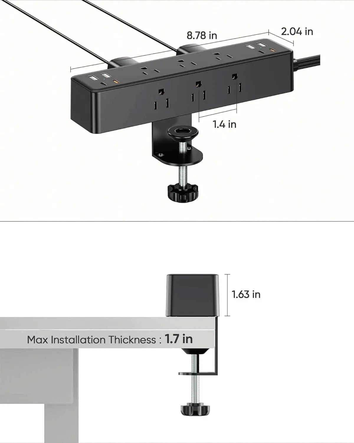 Desk Clamp Power Strip With 17-in-1 Hub And 40W Fast Charge from PriceLows™