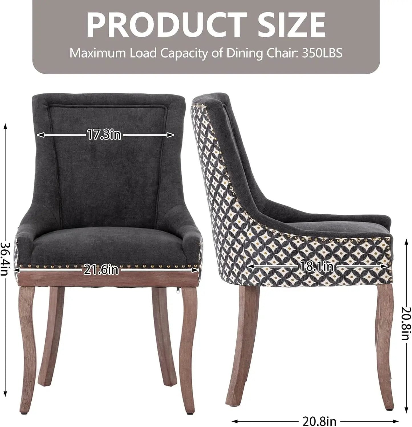 Dining Chairs Set Of 2 High Back Upholstered Fabric With Solid Wood Legs from PriceLows™
