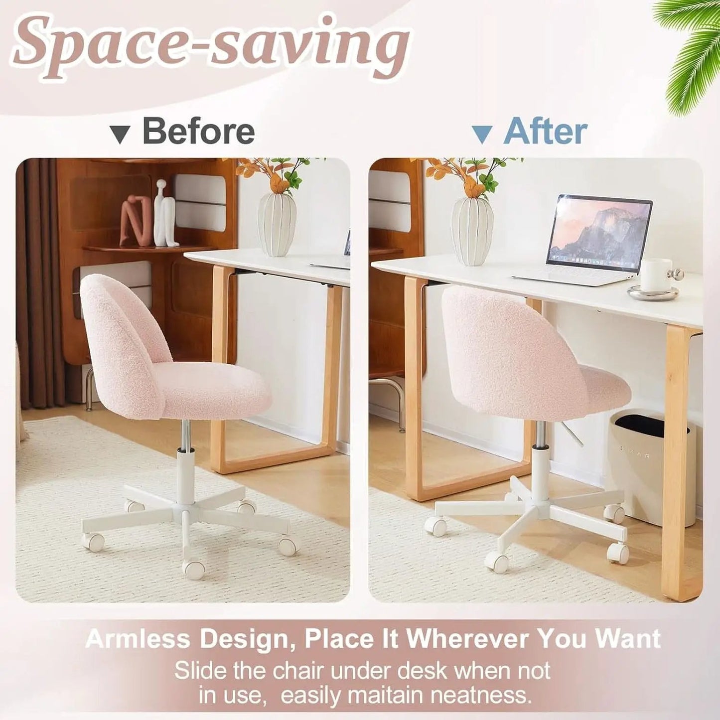 Pink Teddy Desk Chair With Lumbar Support And Wheels from PriceLows™