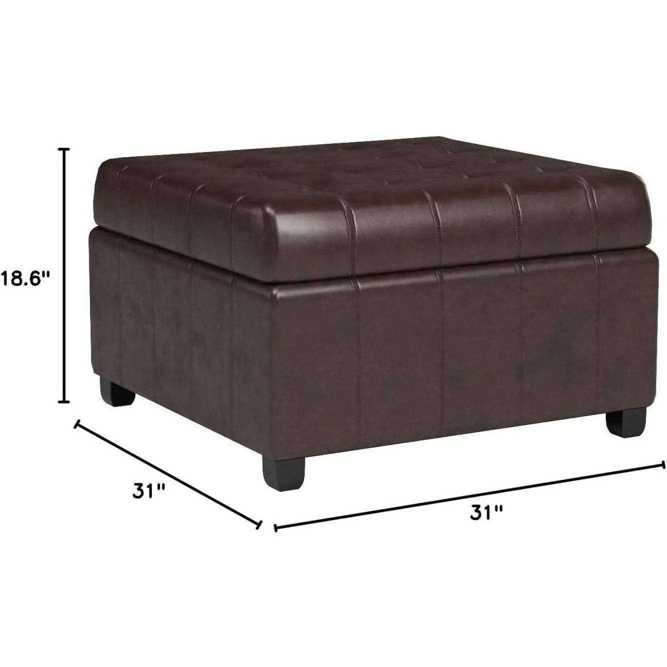 Marbled Brown Leather Storage Ottoman for Living Room from PriceLows™