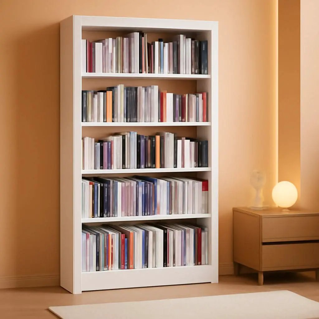 5-Tier White Metal Bookshelf With Adjustable Shelves from PriceLows™