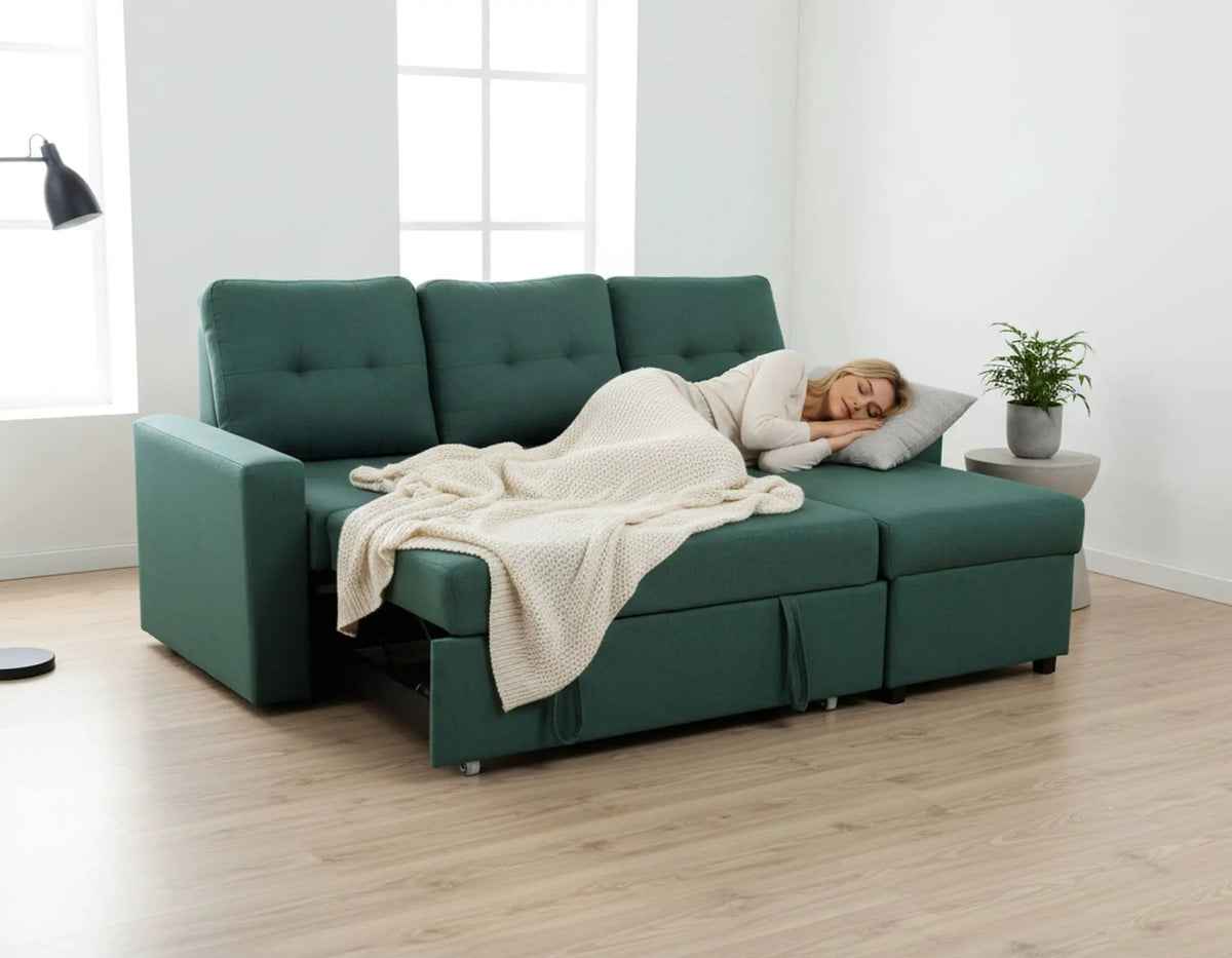 Convertible L Shaped Sectional Sleeper Sofa | Pull Out Bed | 2-in-1 Design | Space-Saving