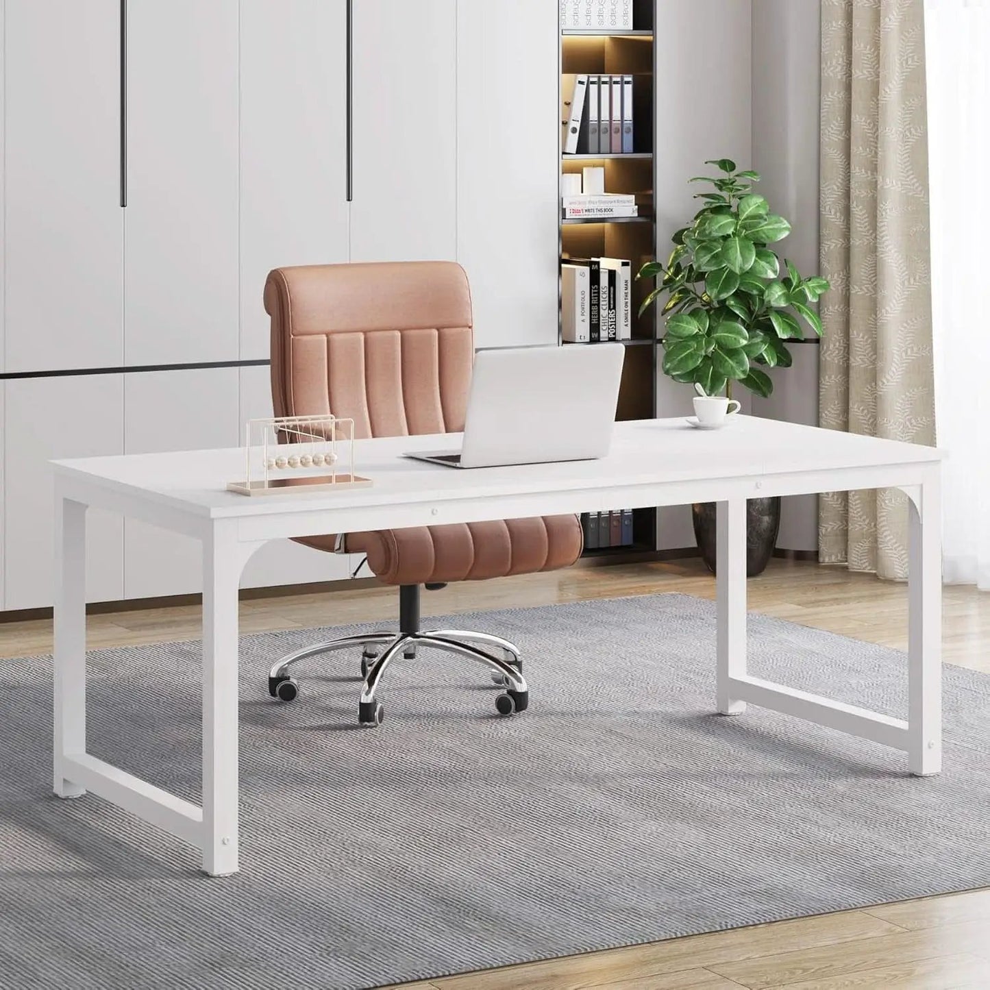 63 Inch White Executive Office Desk 31.5 Inch Wide from PriceLows™