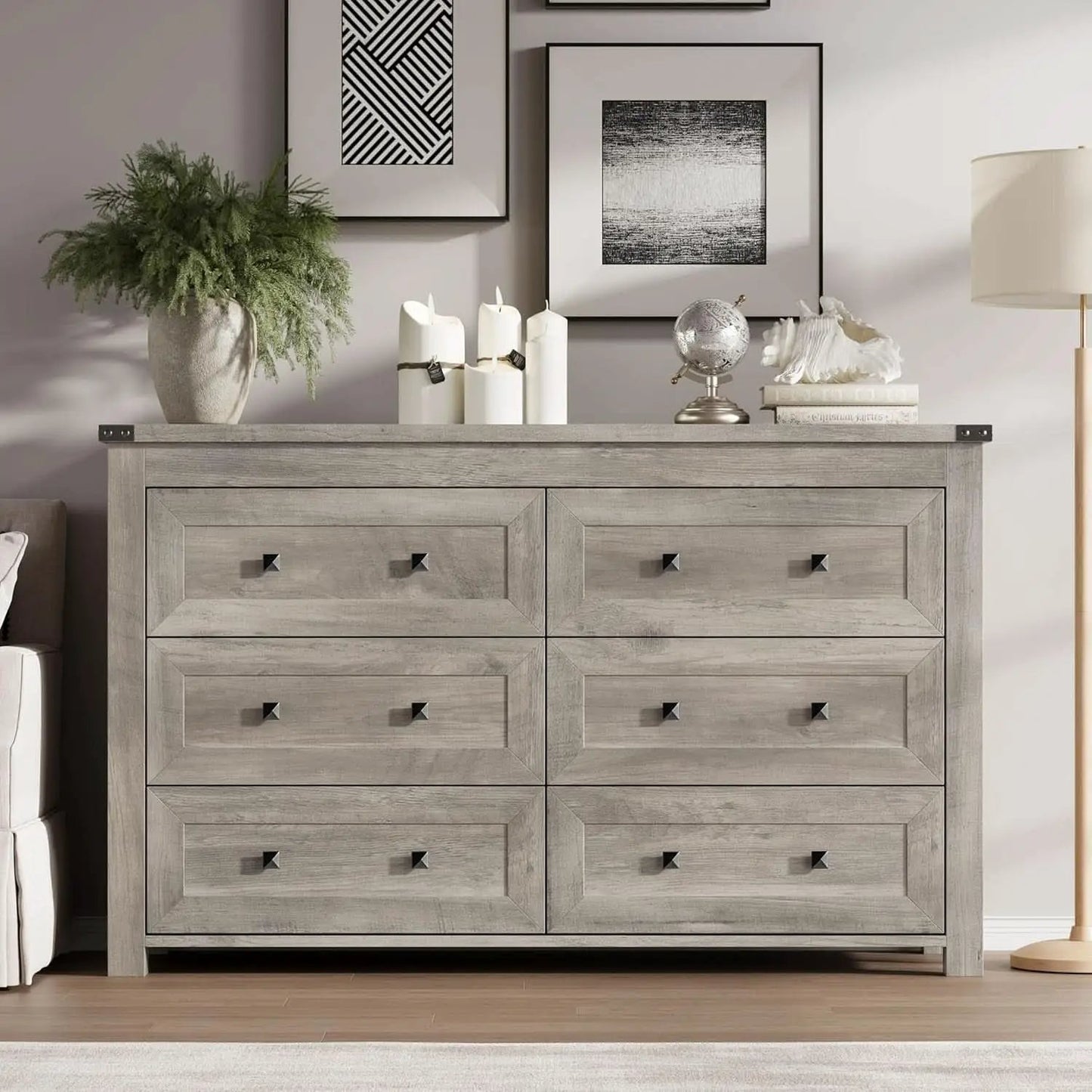 Six Drawer Dresser With Metal Handles Storage Unit from PriceLows™