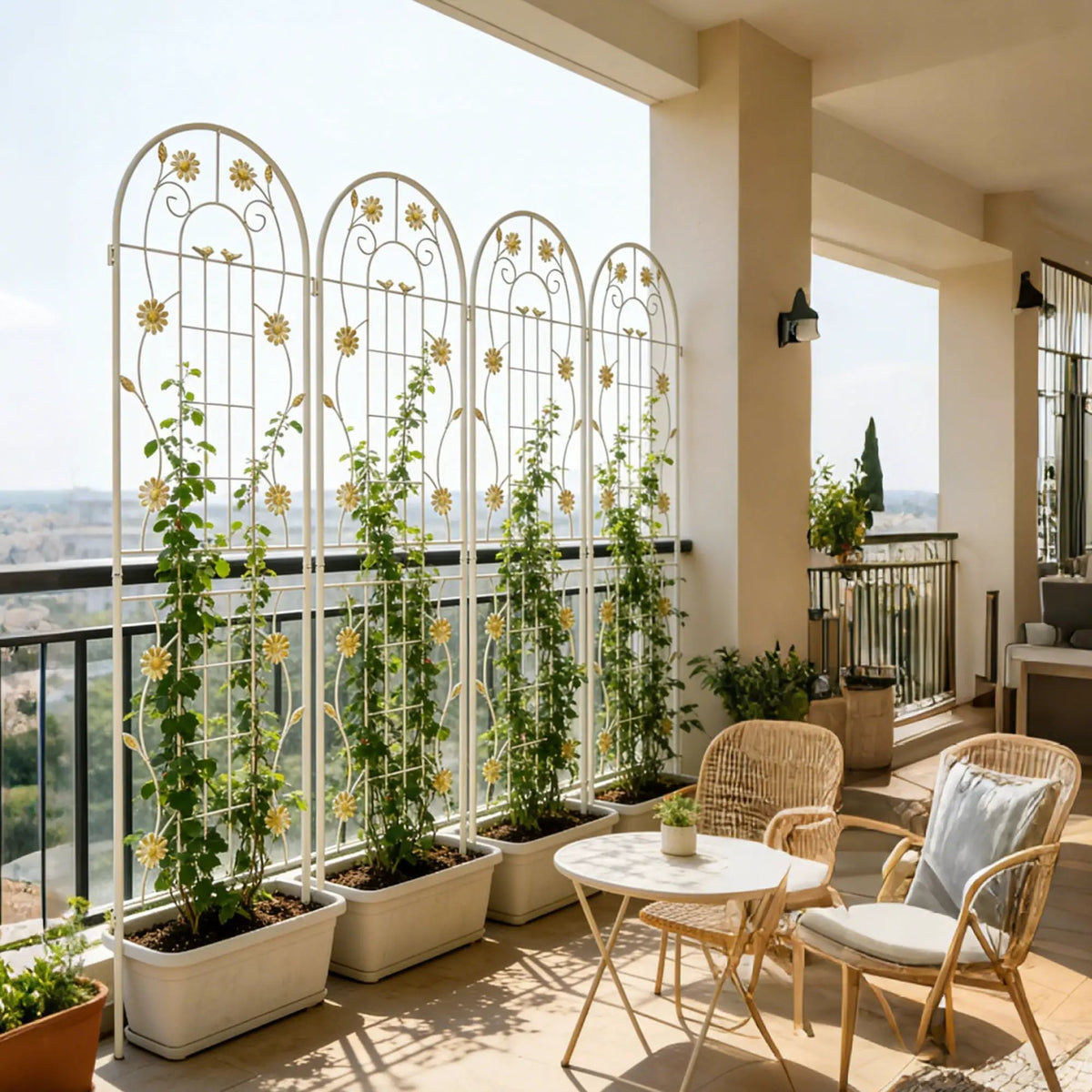 Metal Garden Trellis | Galvanized Steel | Powder Coated | 4 Piece Set