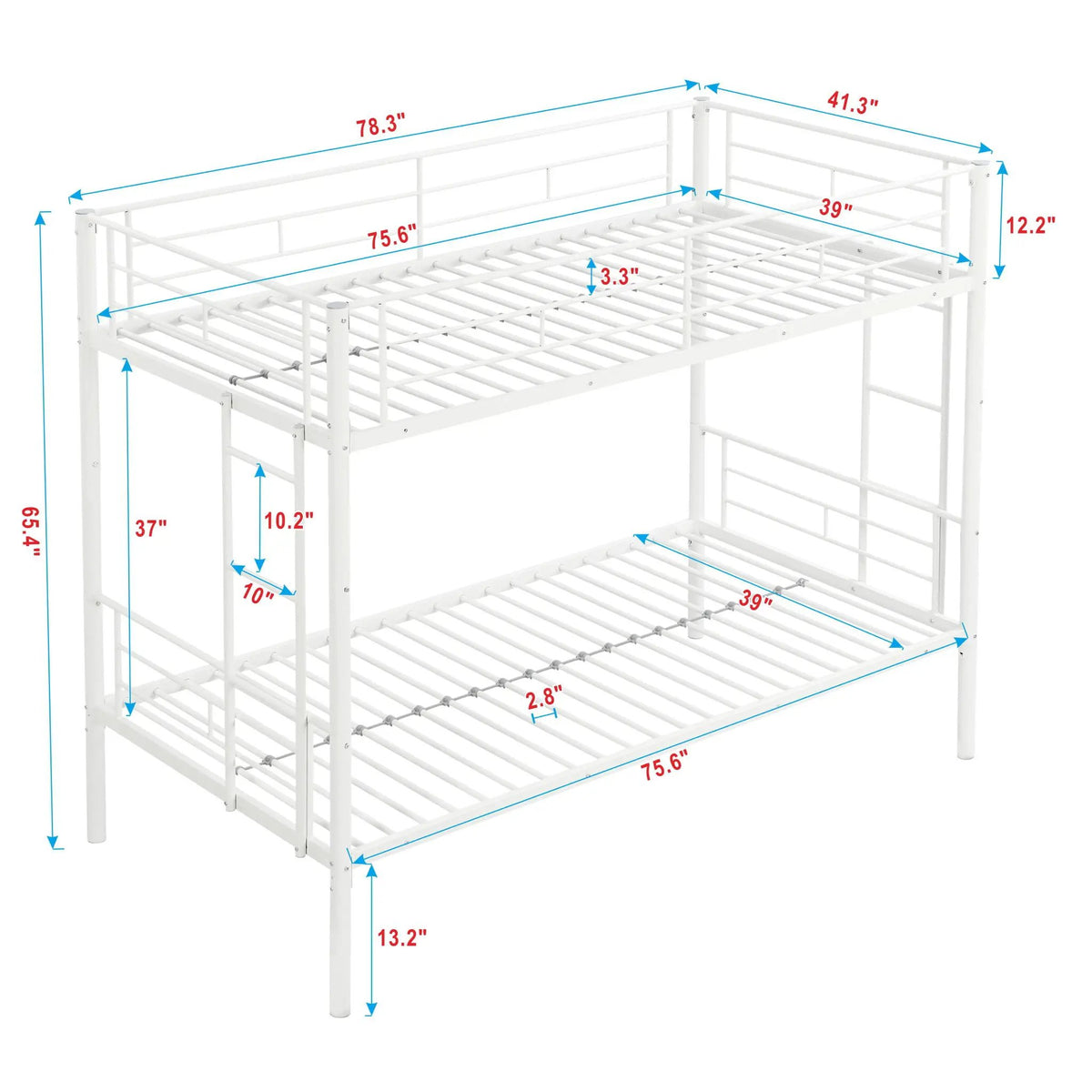 Bunk Bed With Trundle | Heavy Duty Steel | Space Saving | Twin Top