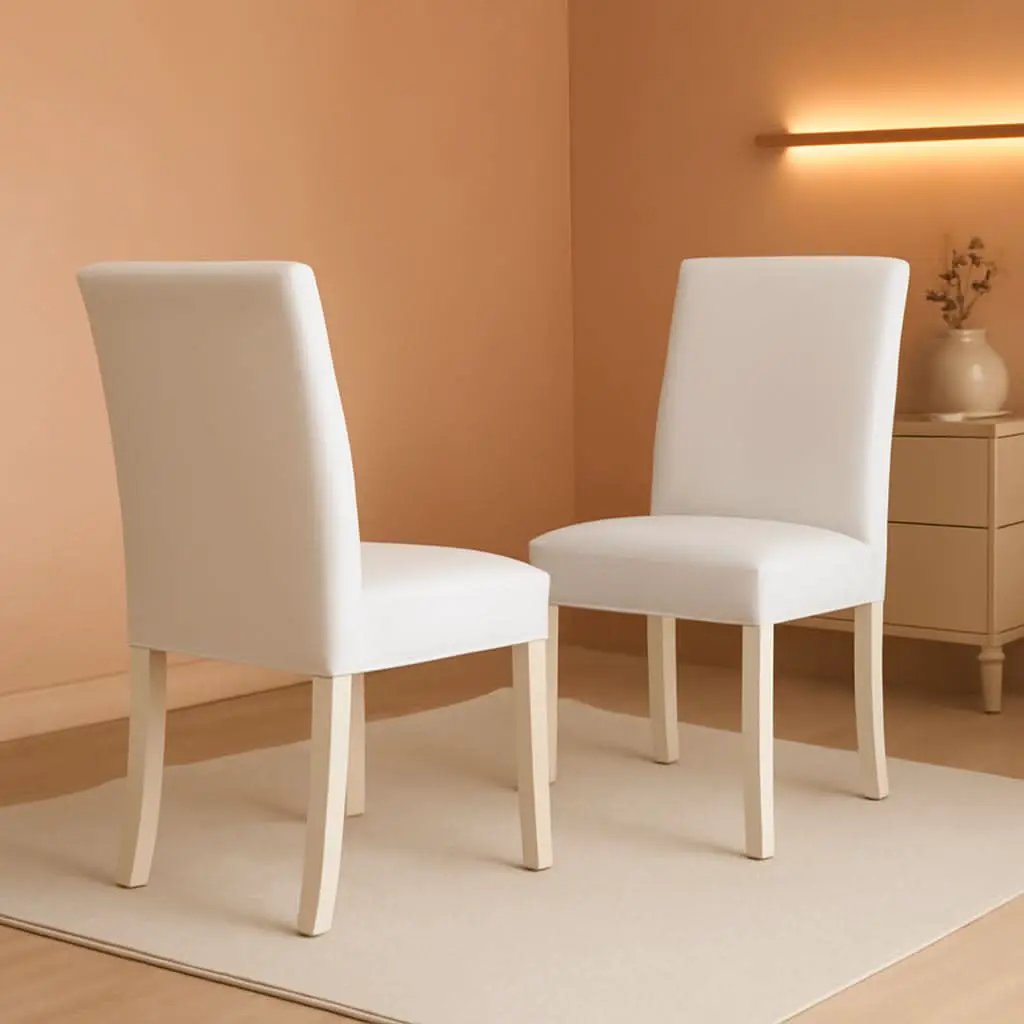 Parson Dining Chairs White Faux Leather Upholstered Pair from PriceLows™