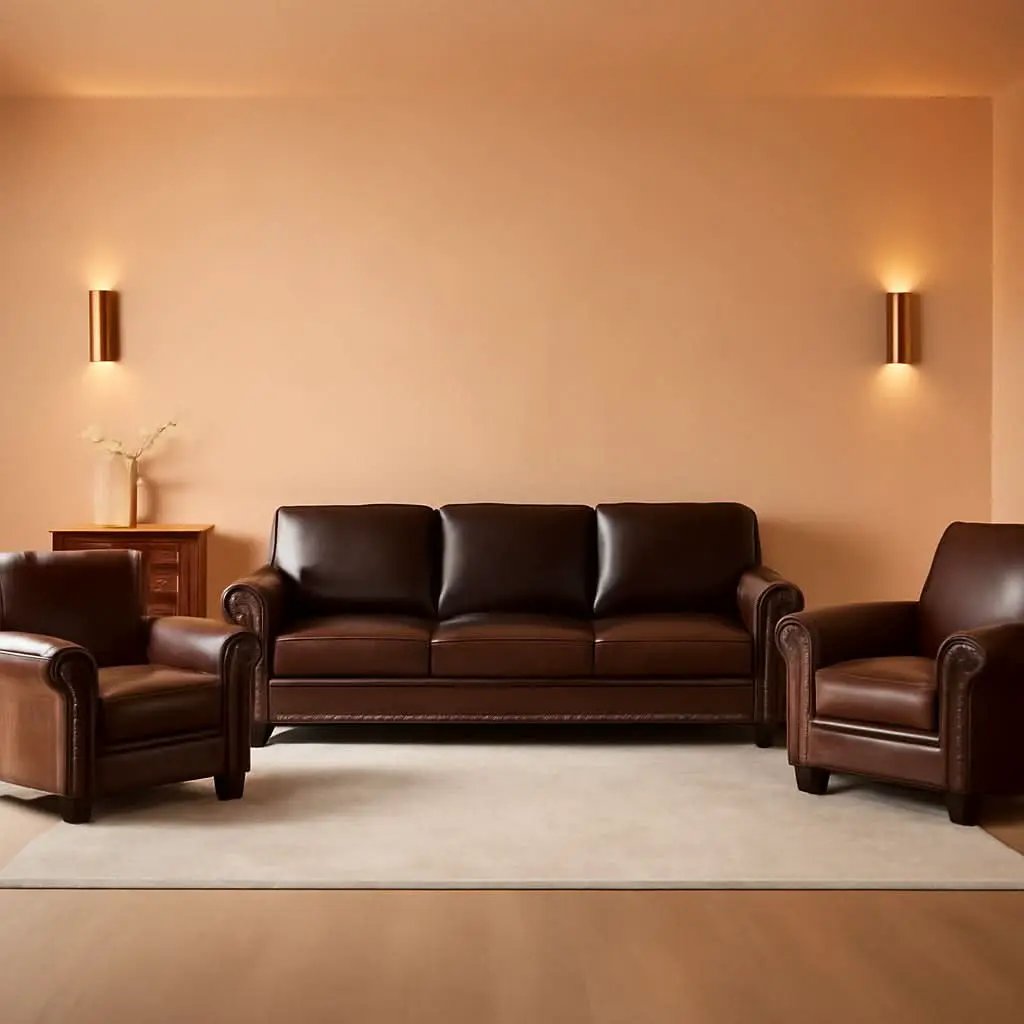3 Piece Faux Leather Sofa Set With Storage In Burgundy Mid Century Modern Living Room from PriceLows™