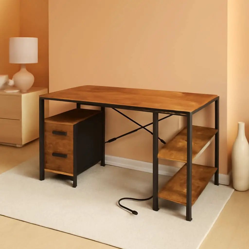 L Shaped Desk 47 Inch With Power Outlets For Home Office from PriceLows™