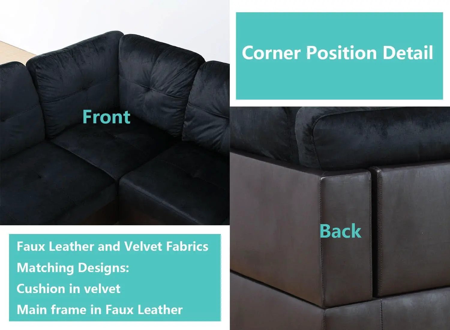 Midnight Blue 105 Inch L Shaped Sectional Sofa With Ottoman from PriceLows™