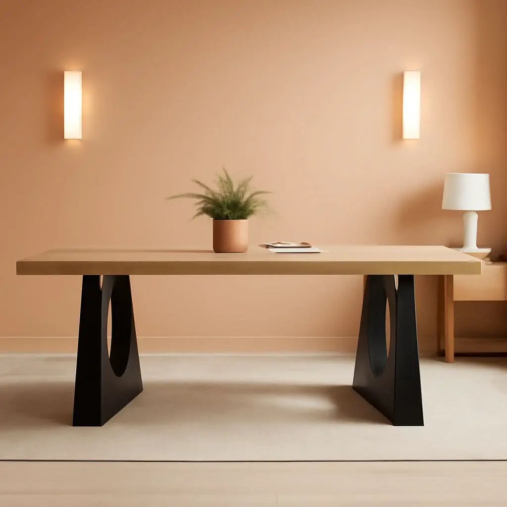Oak And Black Rustic Dining Table 70.9 Inch For 6 To 8 People from PriceLows™