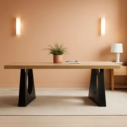 Oak And Black Rustic Dining Table 70.9 Inch For 6 To 8 People from PriceLows™