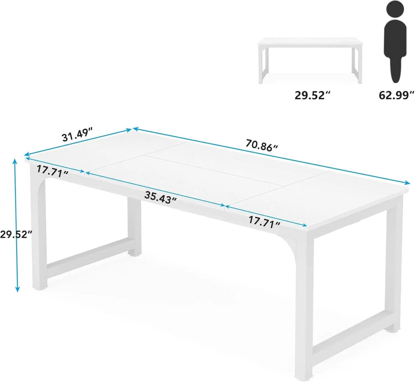 70 Inch White Executive Desk For Home Office Workspace from PriceLows™