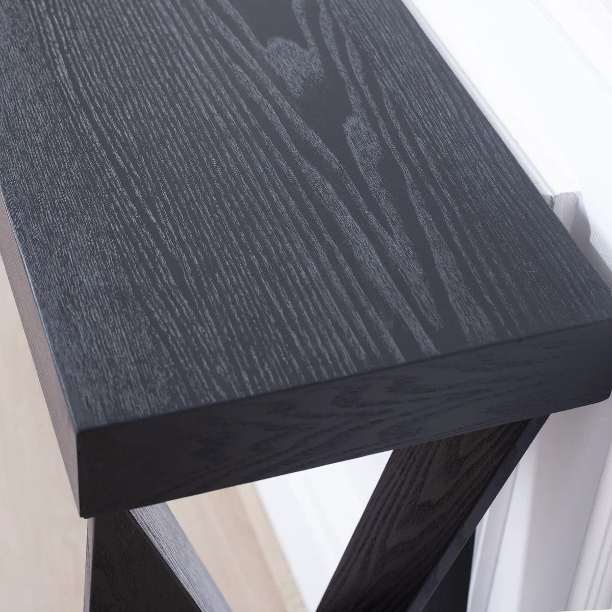 Console Table With Crossed Legs For Hallway - | 58.3 x 11.8 x 31 in | Wood | Black