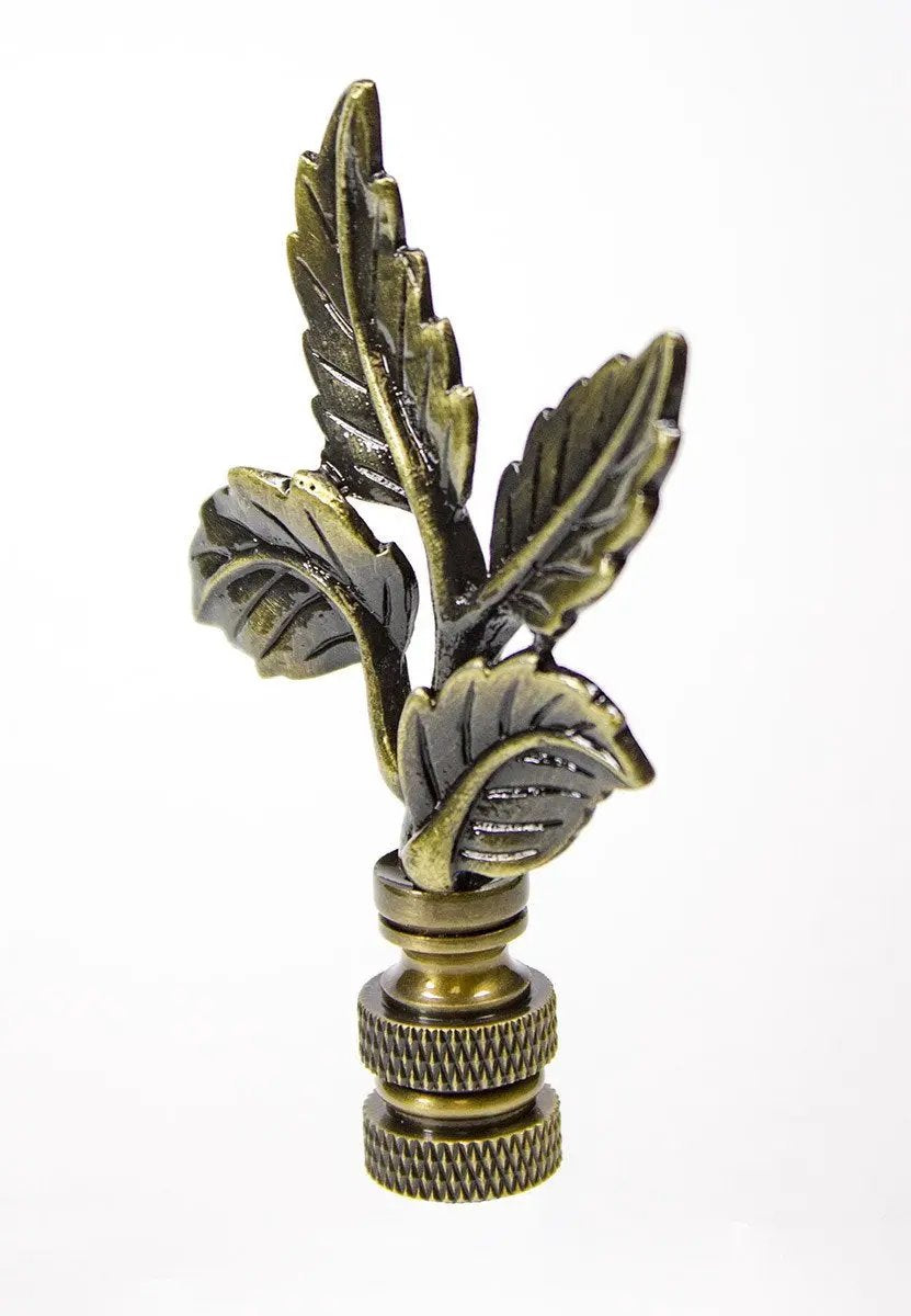Lamp Finial | Antique Brass | 3 Inch Height | Leaf Design