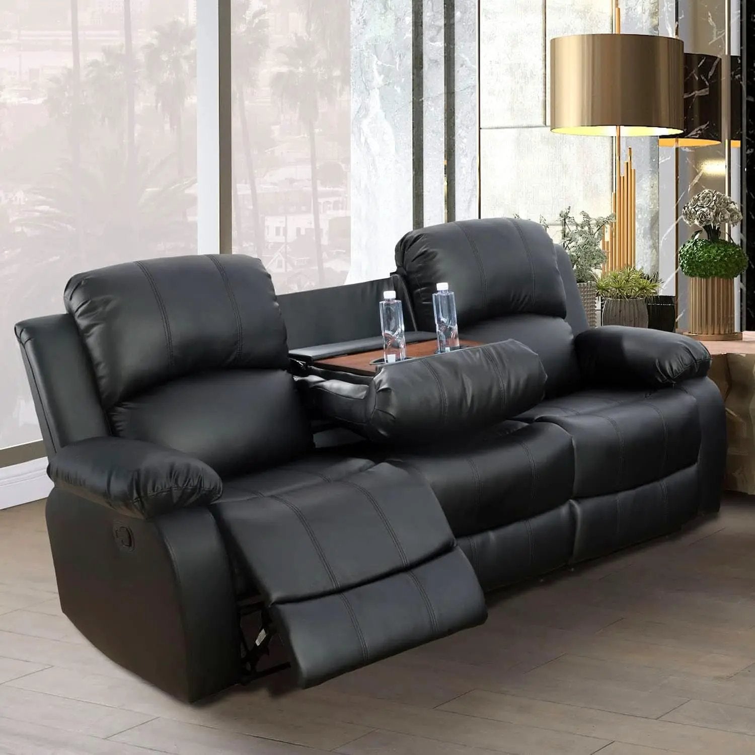 Black Living Room Recliner Set With Love Seat And Sofa from PriceLows™