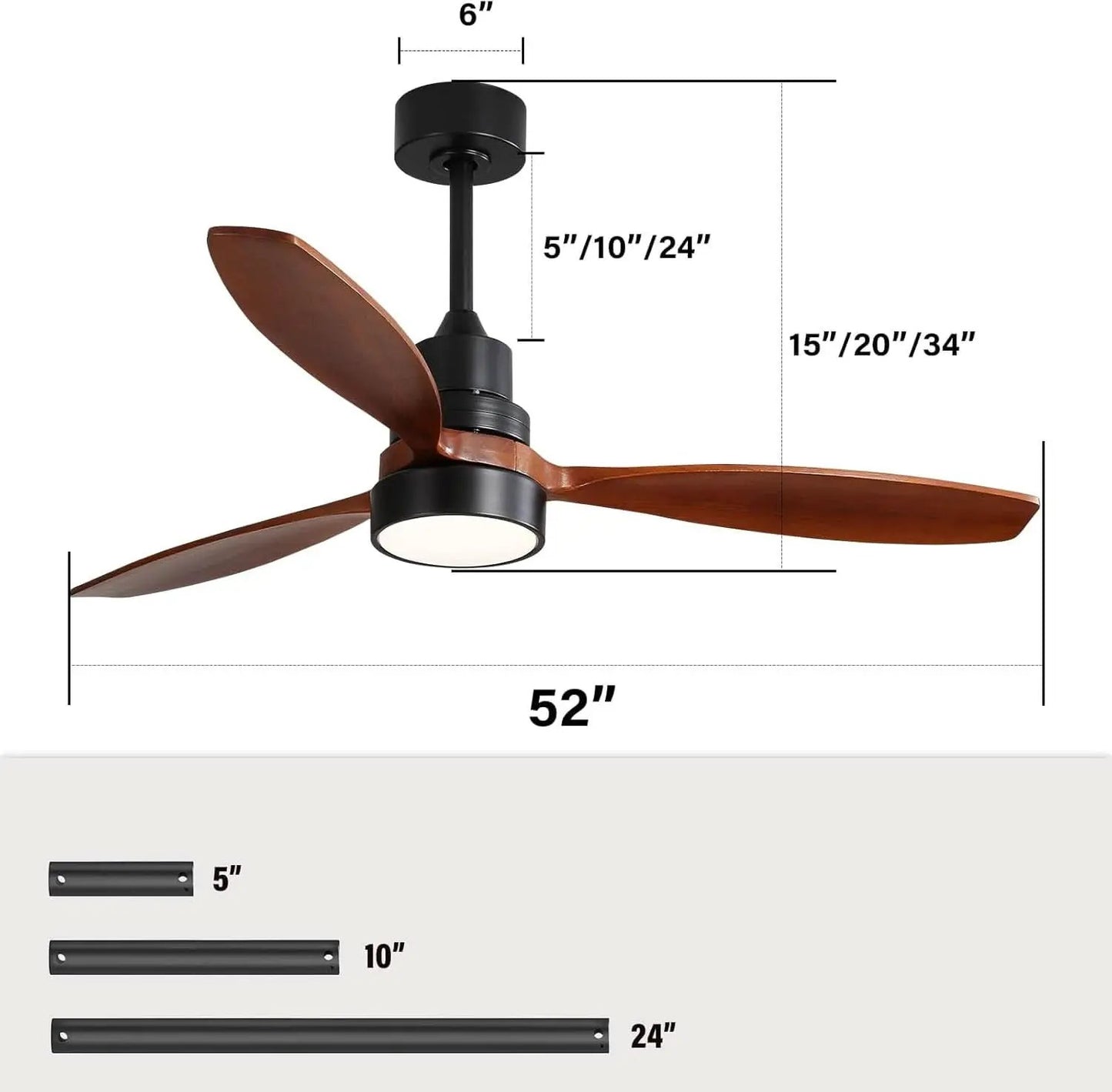 52 Inch Flush Mount Ceiling Fan With Lights Remote Control from PriceLows™