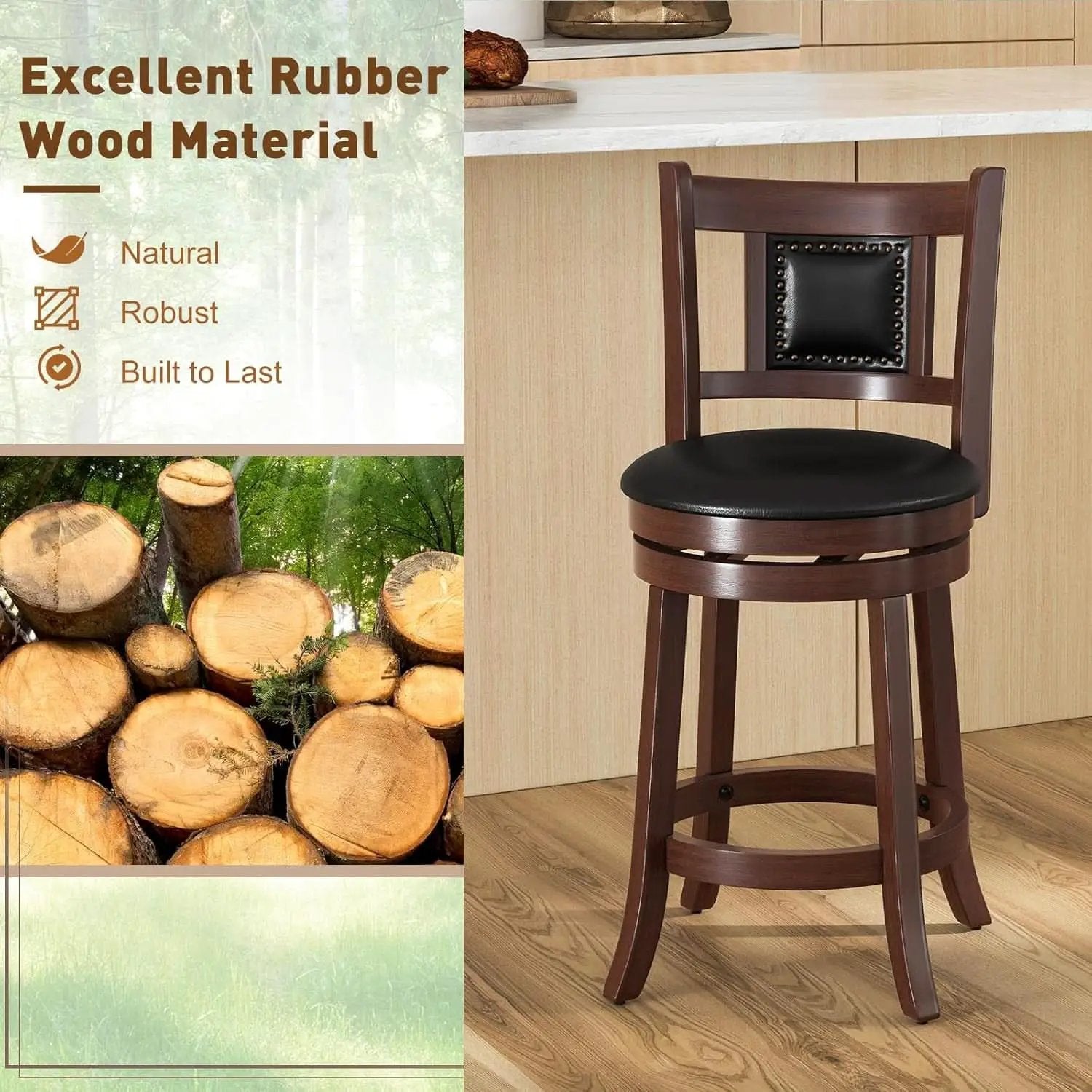 Ergonomic Swivel Bar Stools Set of Two from PriceLows™