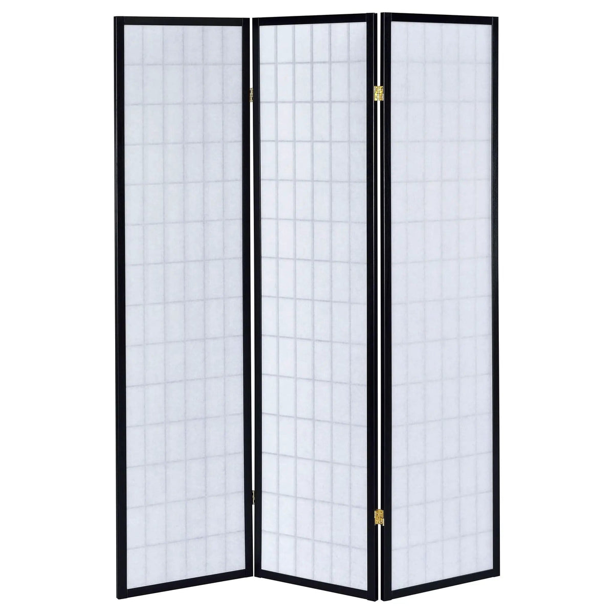 Carrie 3-Panel Room Divider Folding Shoji Screen | 52 x 0.75 x 70.25 in | Rubberwood & Fabric | Black