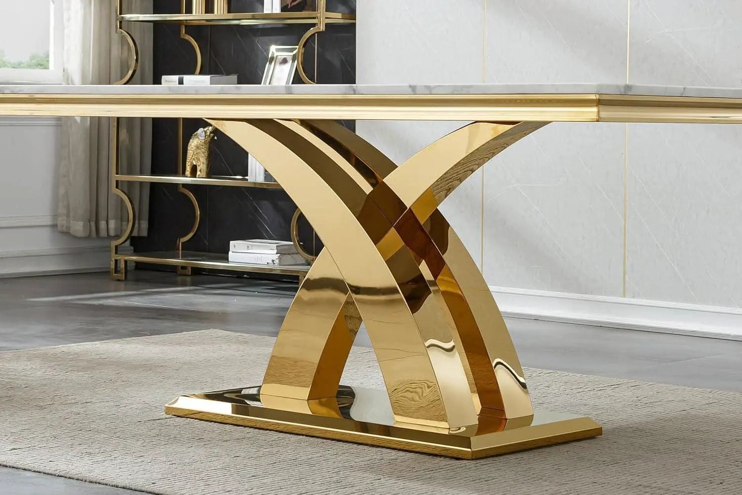 Faux Marble Dining Table 70 Inch With X Pedestal Base from PriceLows™