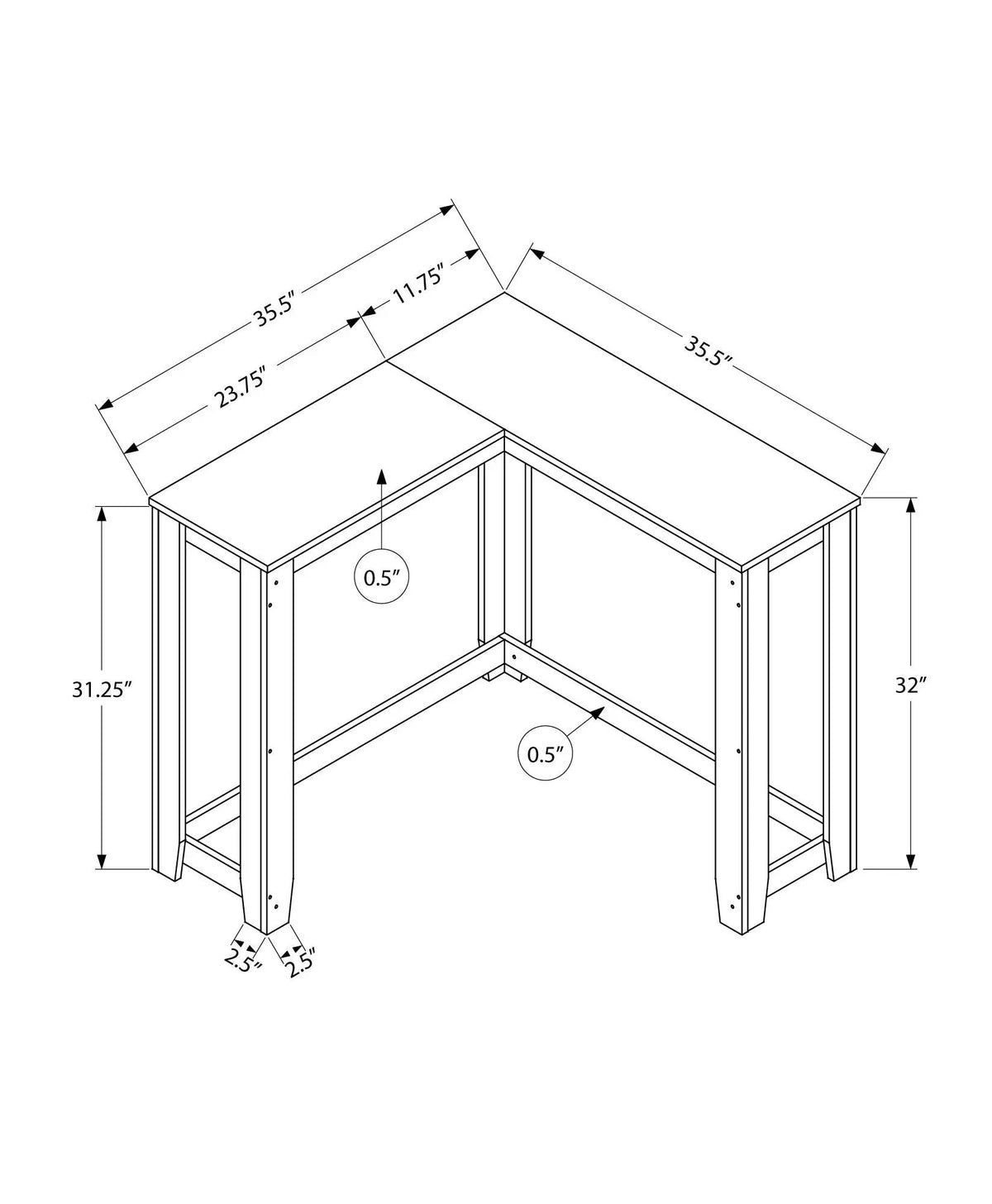 Corner Console Table | Unique Corner Design | Two-Tier Panel Construction | Hallway Use
