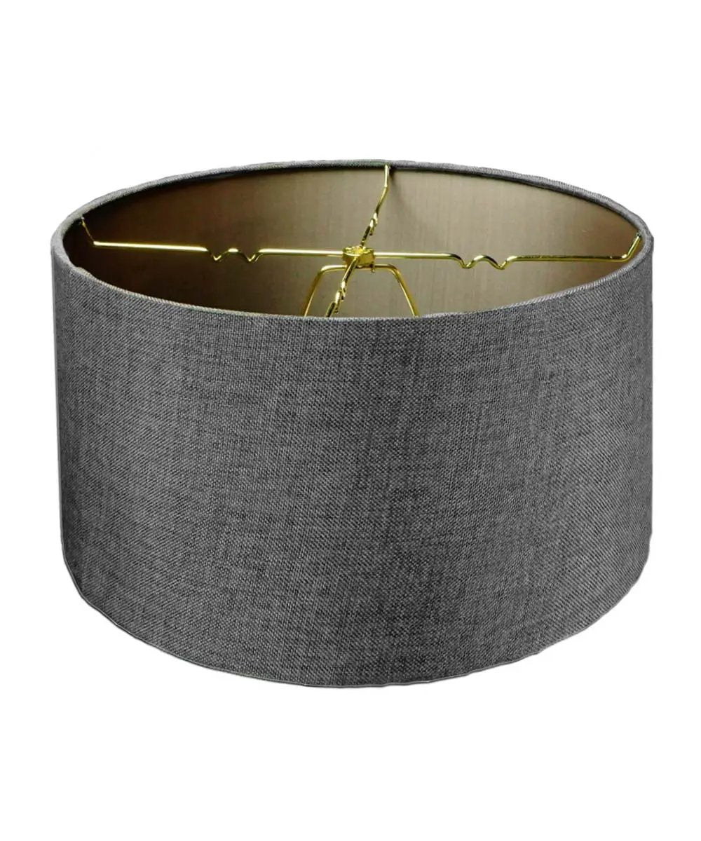 Drum Lampshade | Granite Grey Burlap Fabric | 14 Inch Wide | 7 Inch Height