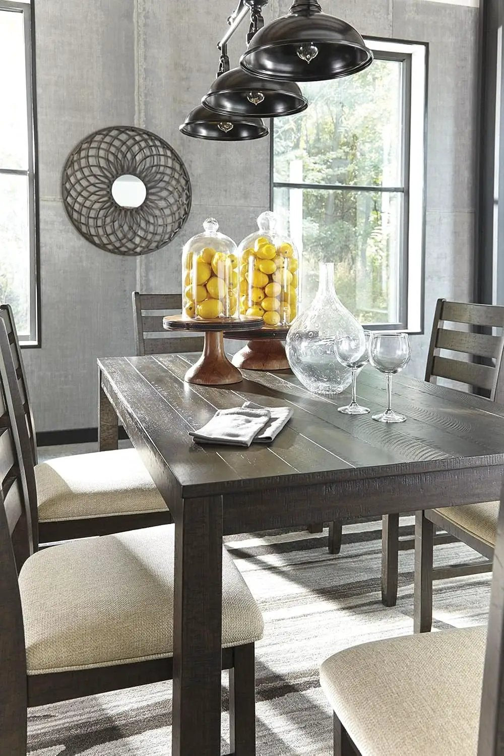 Brown Rectangular Dining Table Set Upholstered Chairs from PriceLows™
