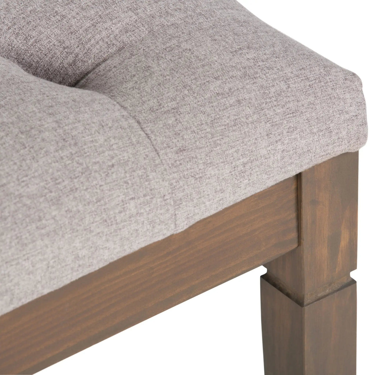 Waverly Upholstered Ottoman Bench | Tufting Detail | Carved Legs | Solid Wood Frame