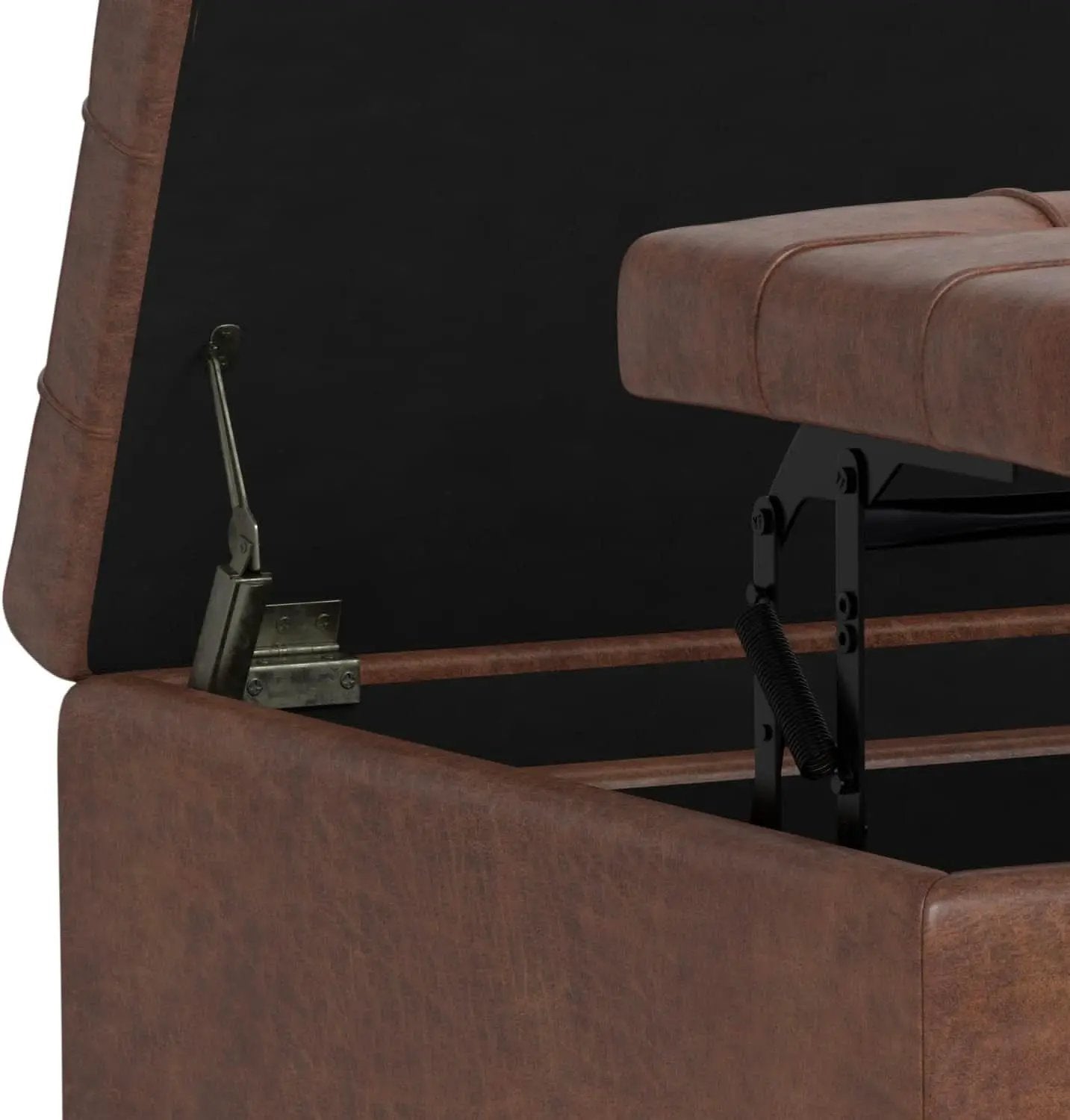 Storage Ottoman 30 Inch Distressed Saddle Brown Leatherette from PriceLows™