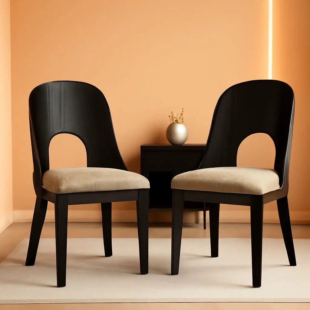 Pair Herringbone Dining Chair Black Gray For Kitchen from PriceLows™